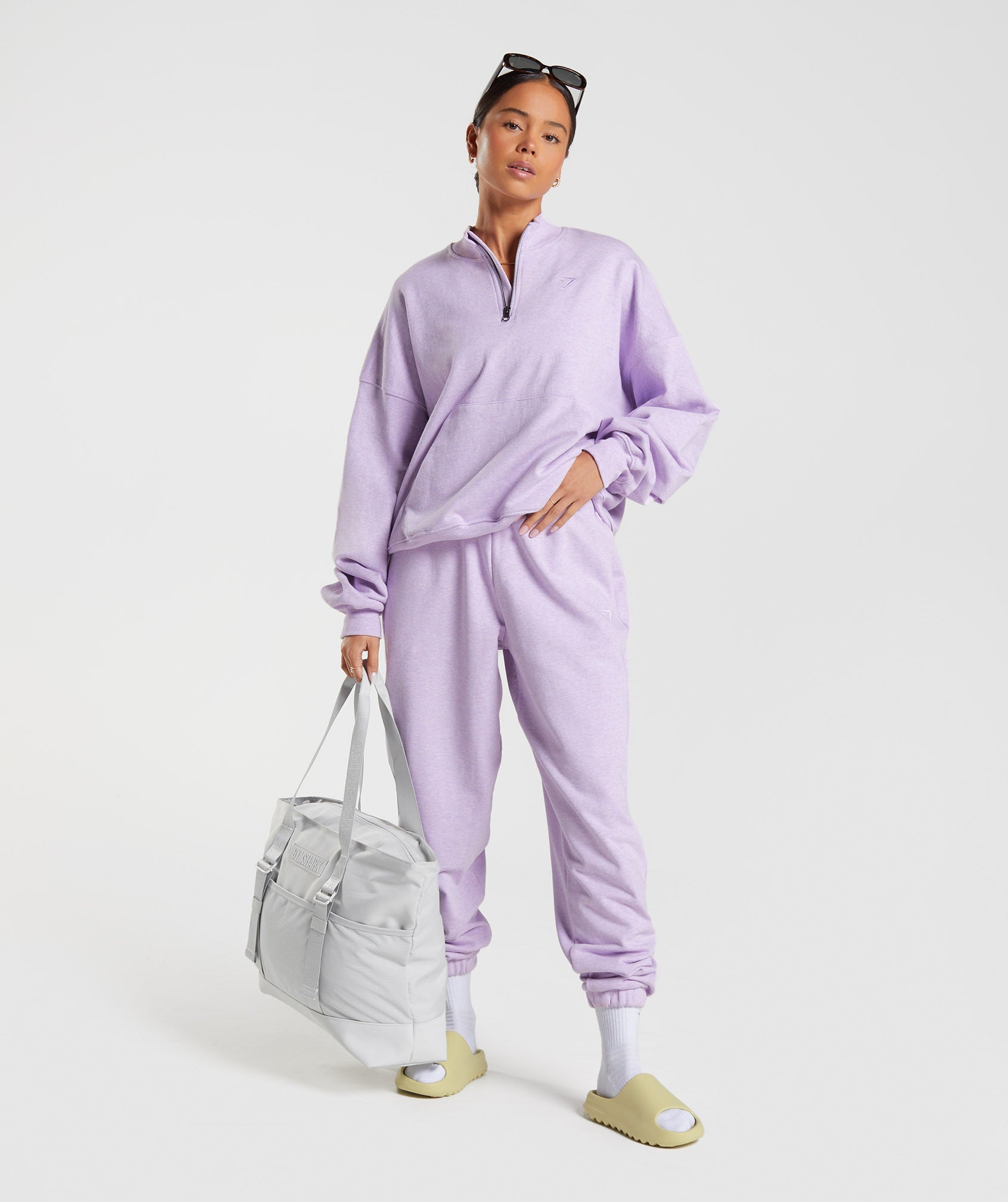 Rest Day Sweats 1/2 Zip Pullover in Aura Lilac Marl - view 5