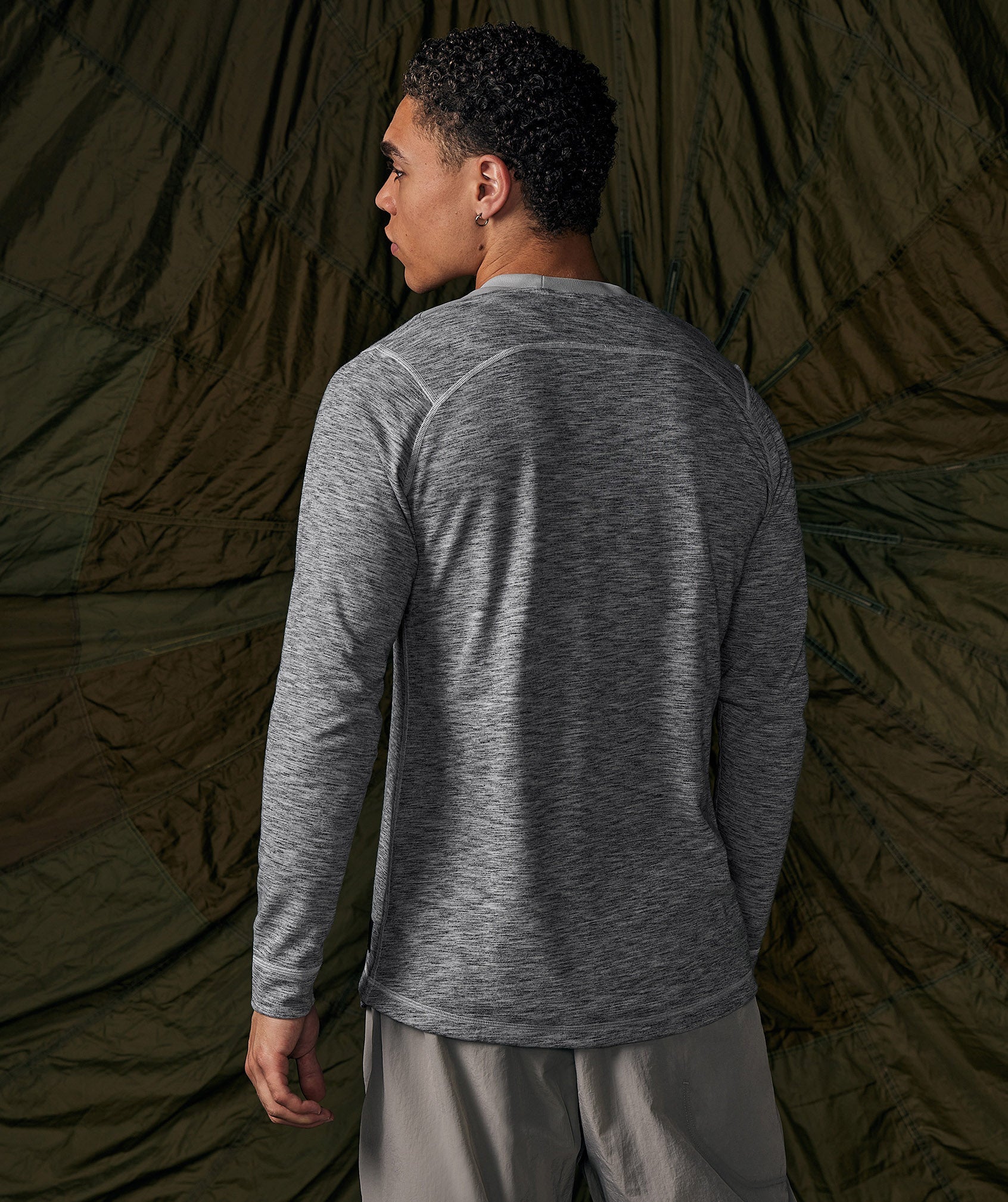 Retake Long Sleeve T-Shirt in Light Grey/Graphite Grey Marl