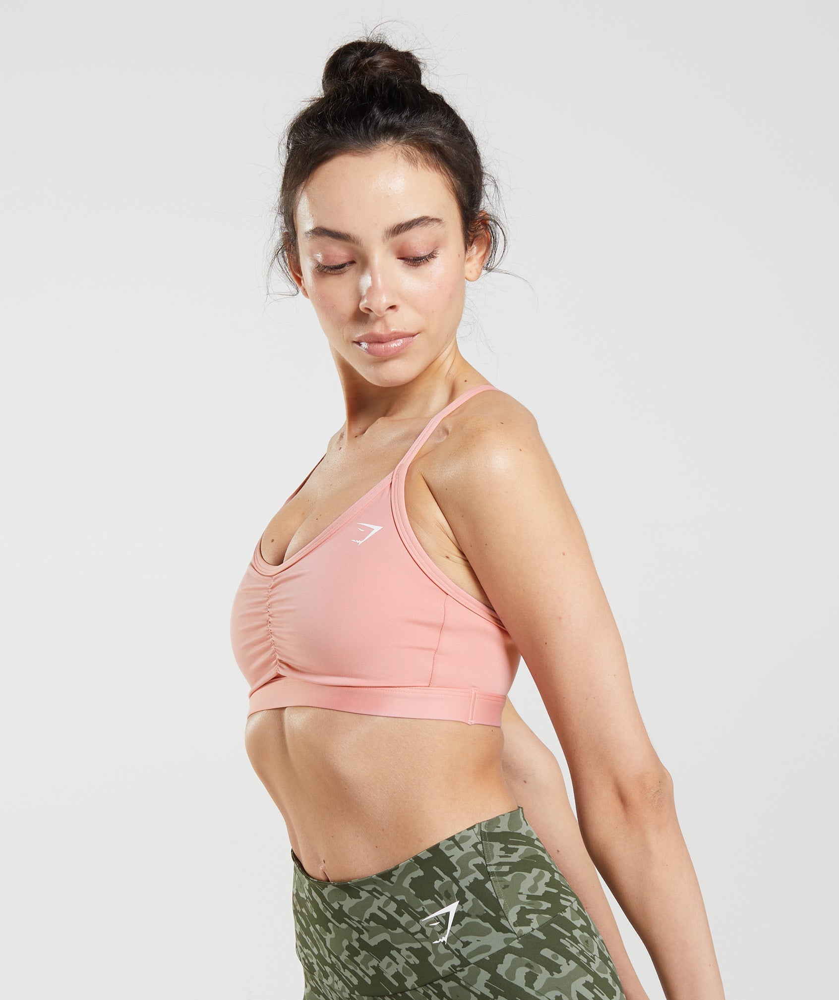 Ruched Training Sports Bra in Paige Pink