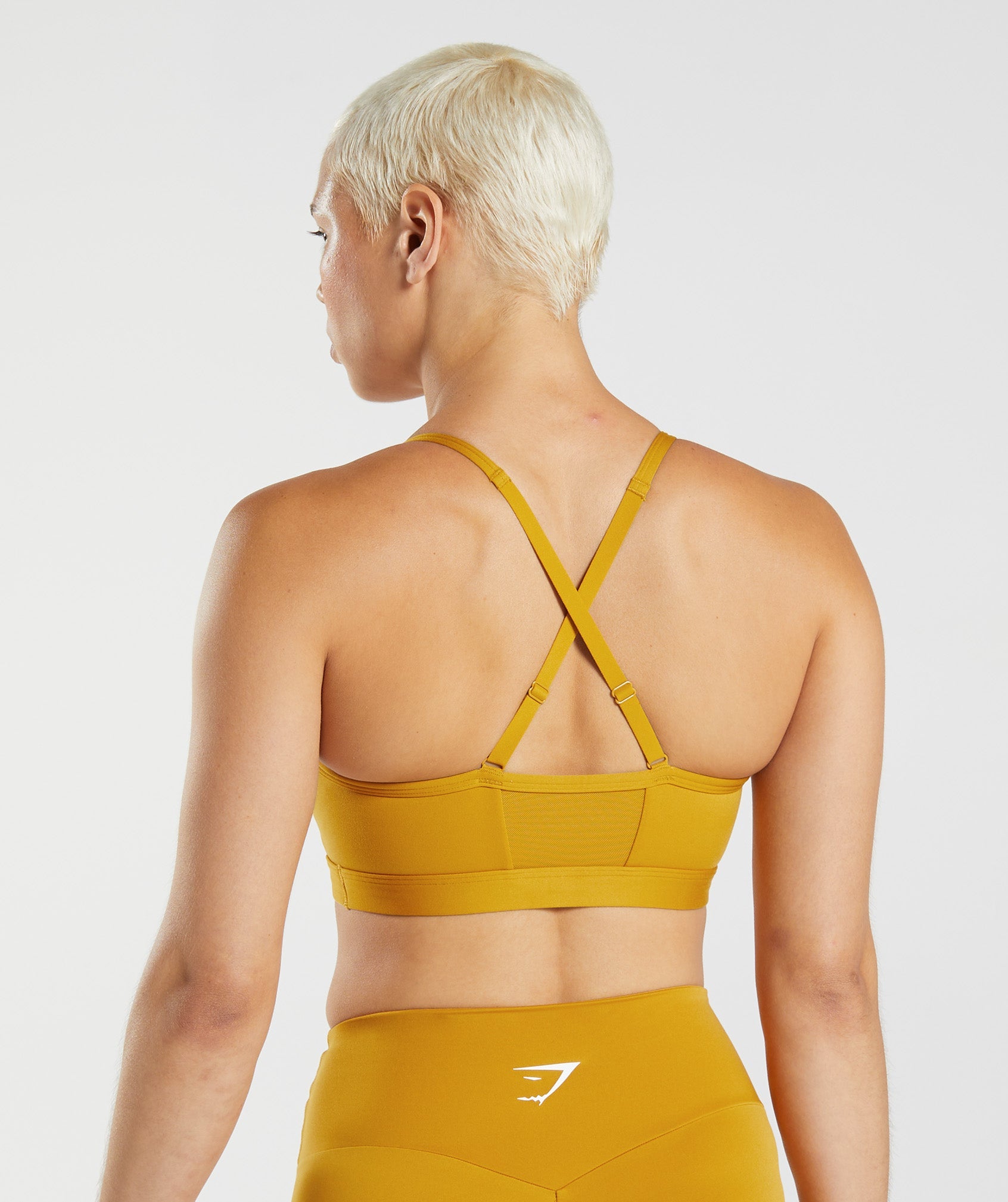 Ruched Sports Bra in Turmeric Yellow