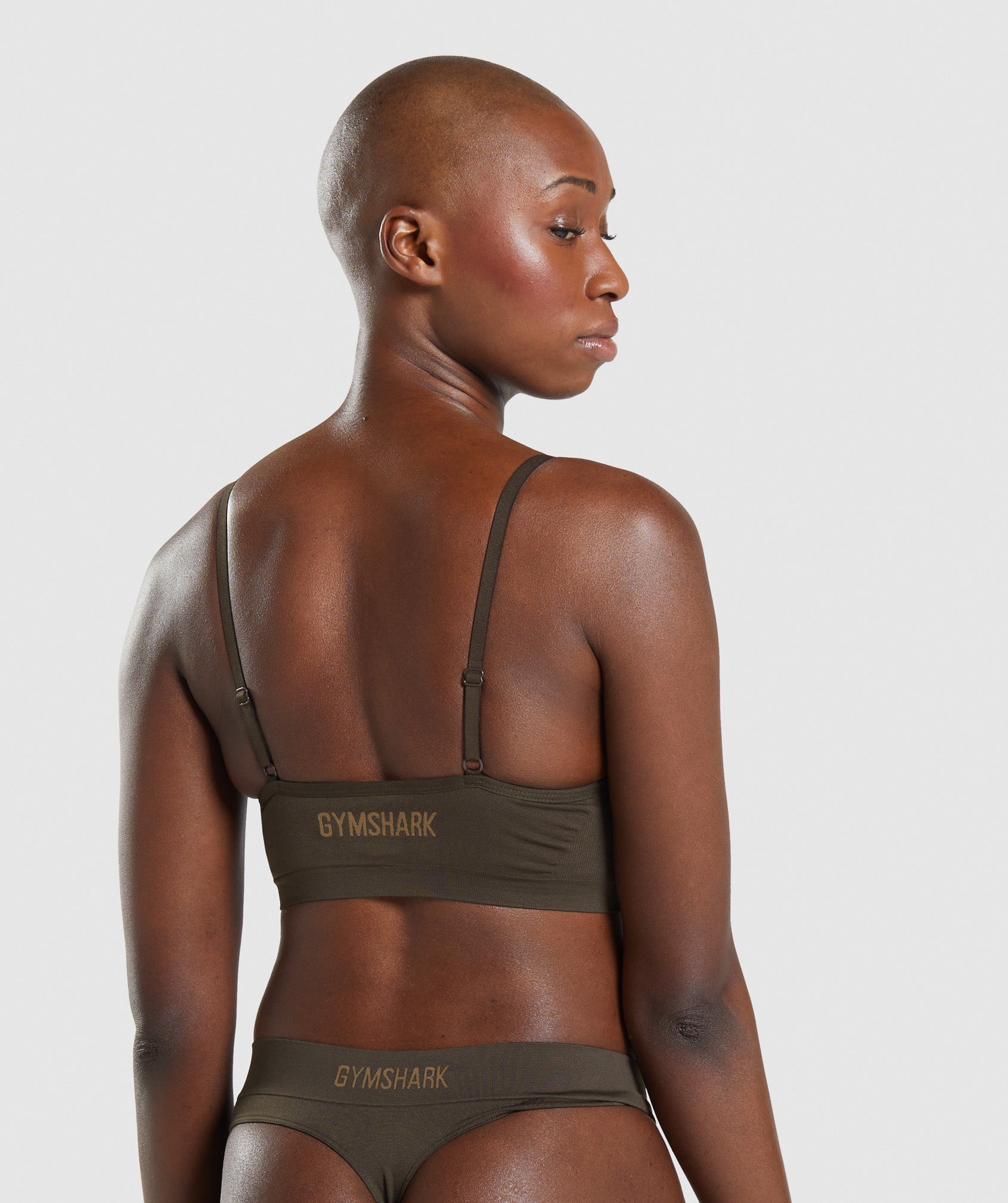 Seamless Low Neck Bralette in Espresso Brown - view 2