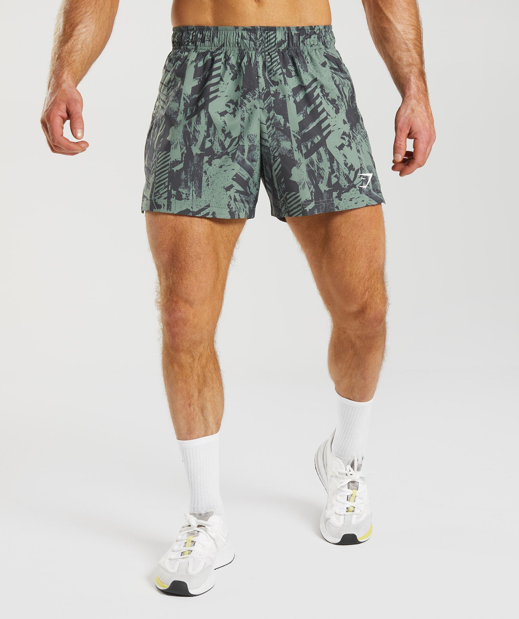 Sport 5" Shorts in Willow Green Print - view 1