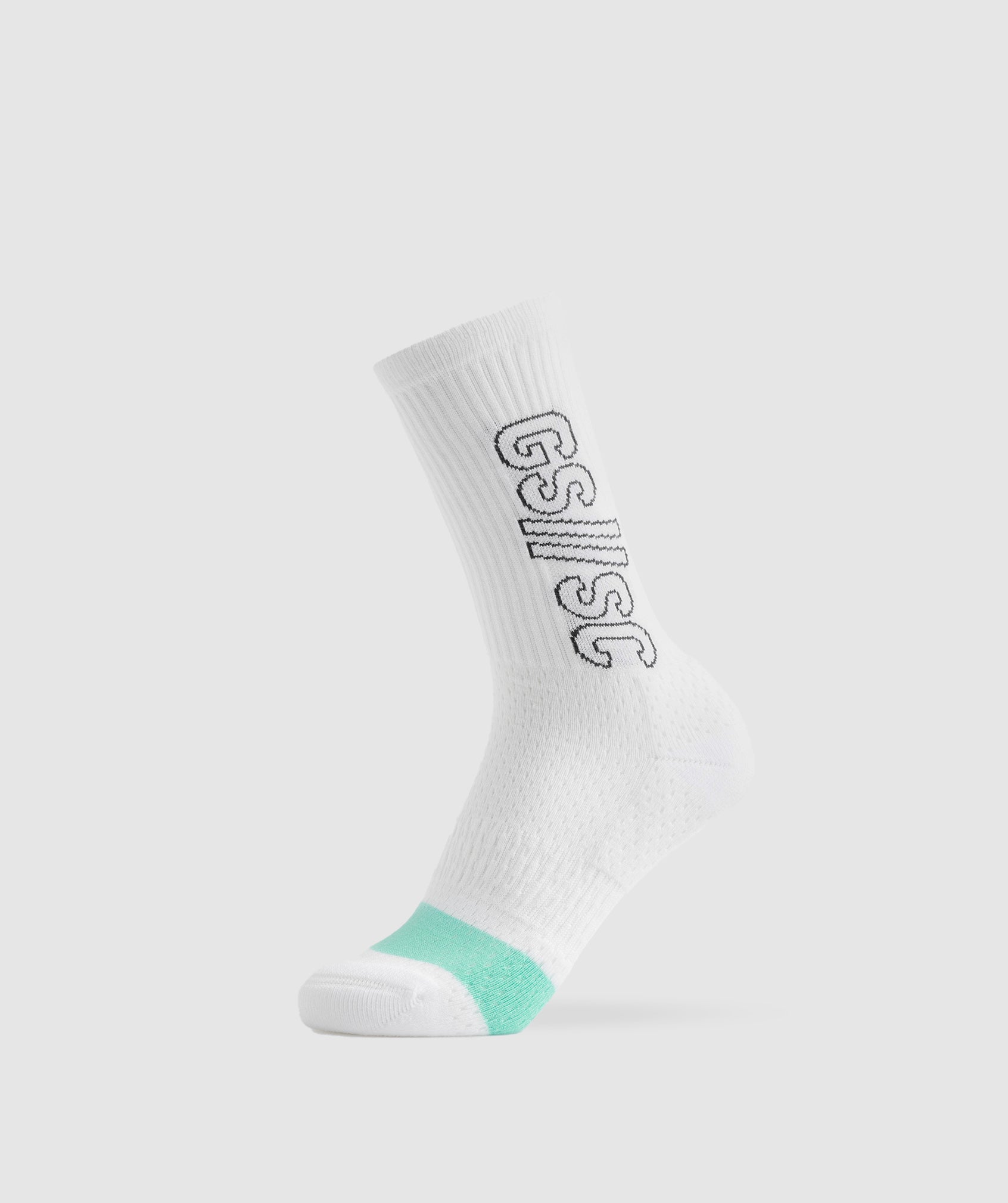 Gymshark//Steve Cook Crew Socks in White - view 1