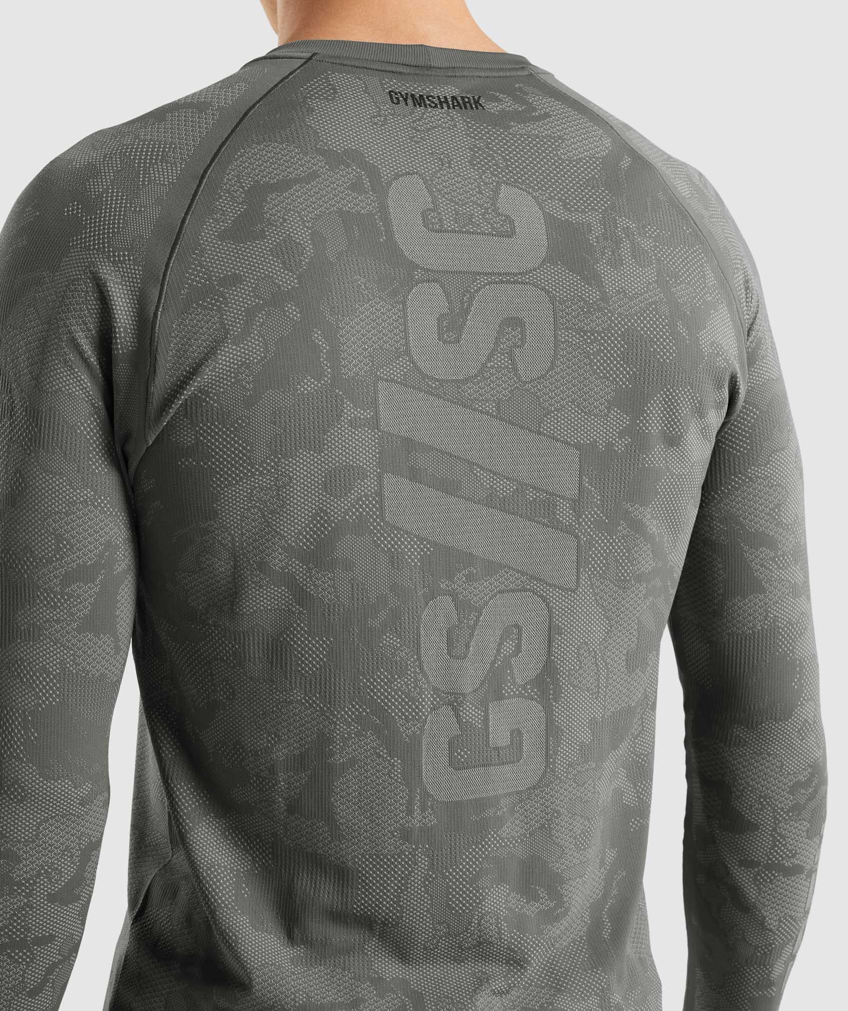 Gymshark//Steve Cook Long Sleeve Seamless T-Shirt in Charcoal Grey/Smokey Grey - view 5