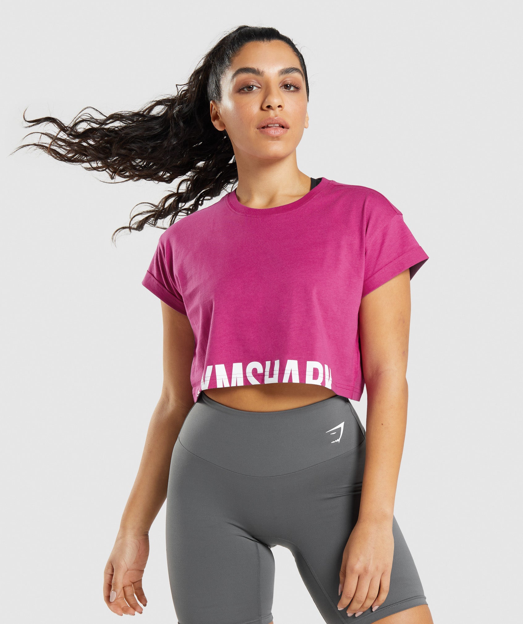 Fraction Crop Top in Dragon Pink - view 1