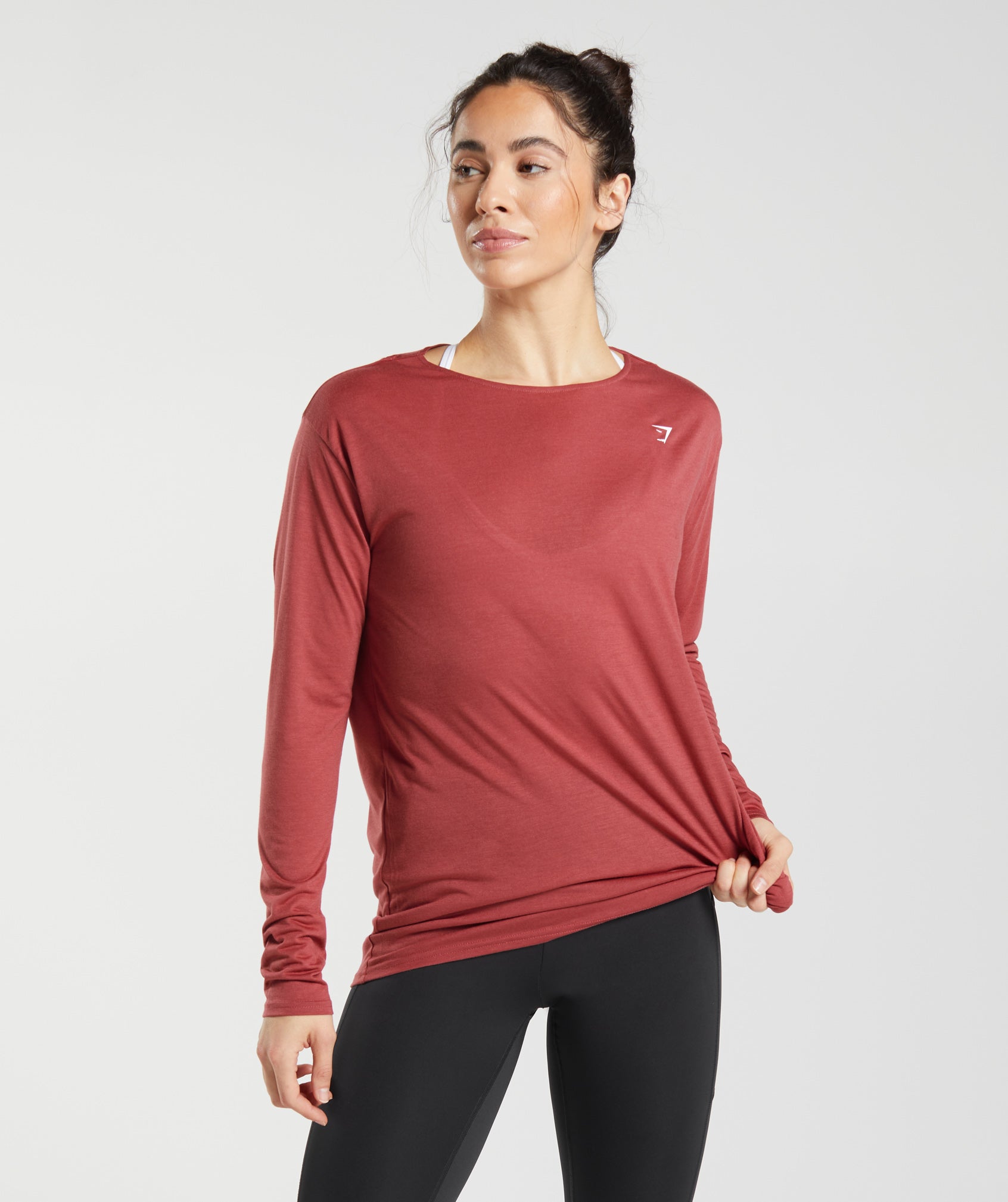Super Soft Cut-Out Long Sleeve Top in Pomegranate Red - view 1