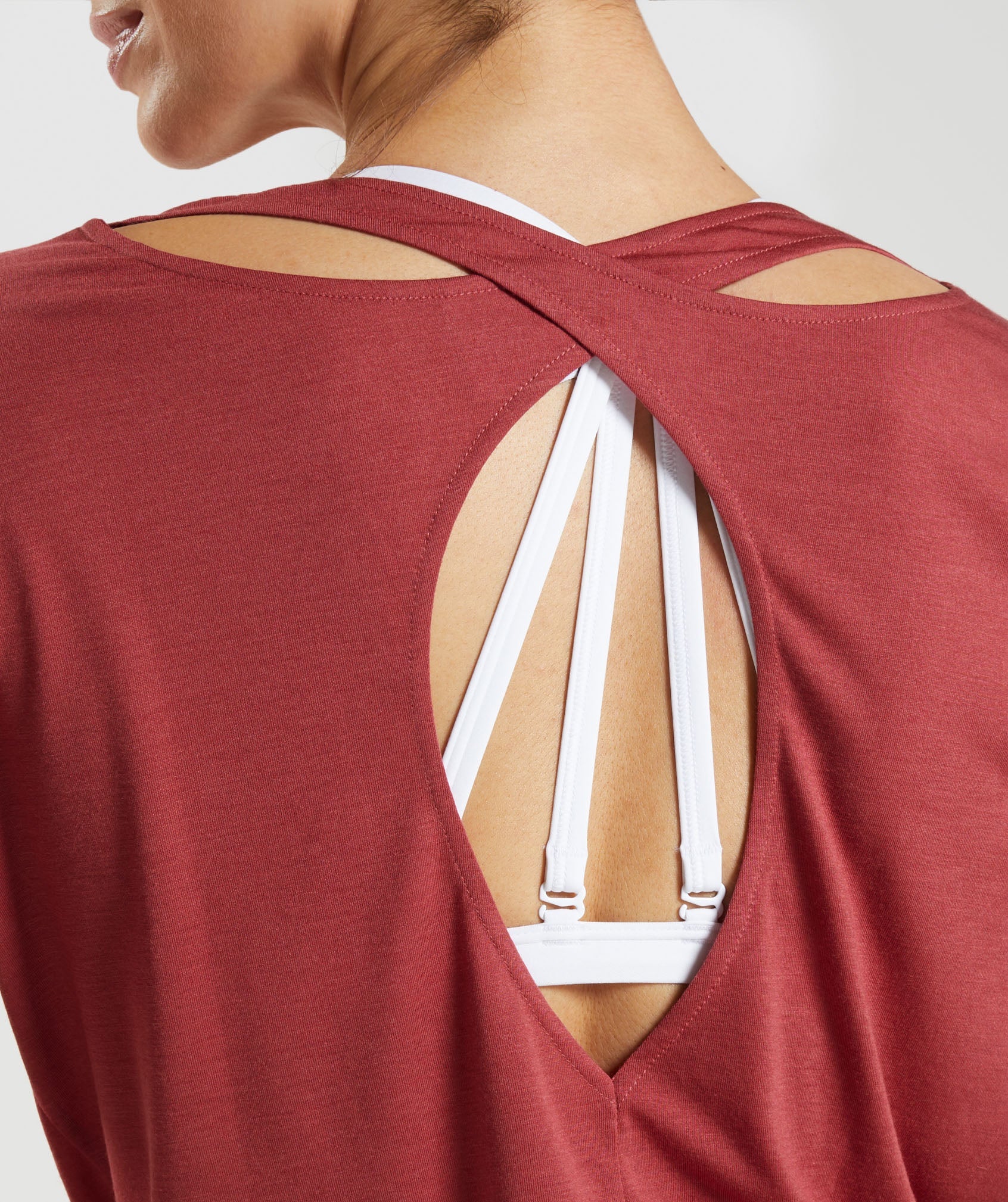 Super Soft Cut-Out Long Sleeve Top in Pomegranate Red - view 5