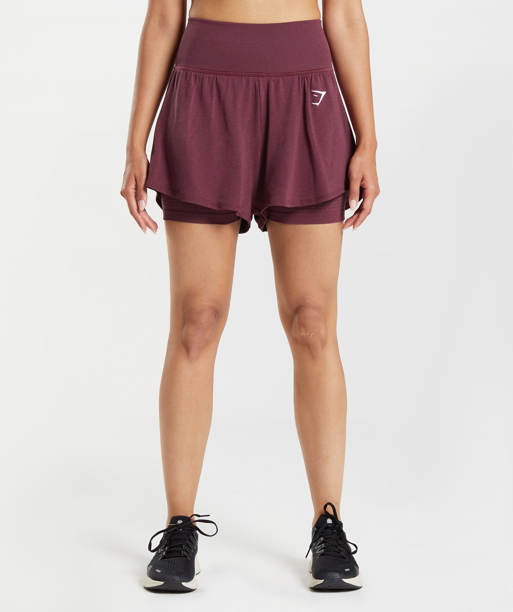 Vital Seamless 2.0 2-in-1 Shorts in Baked Maroon Marl - view 1