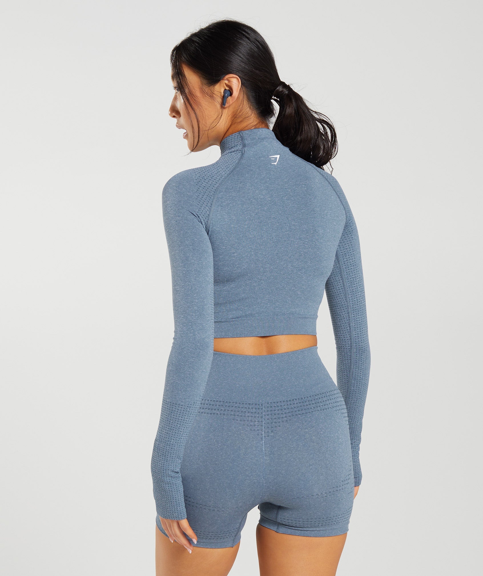 Vital Seamless 2.0 High Neck Midi Top in Evening Blue - view 2