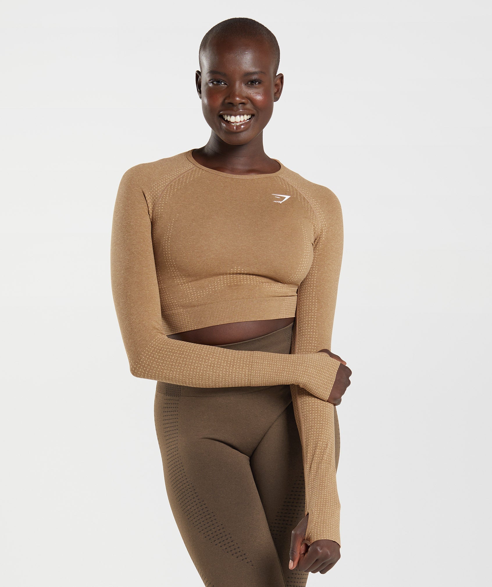 Vital Seamless 2.0 Crop Top in Fawn Marl - view 3