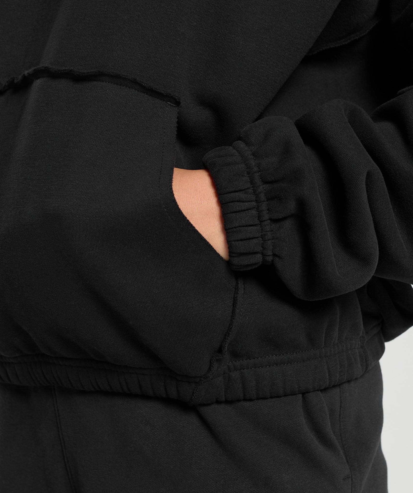 Fleece Oversized Hoodie in Black - view 6