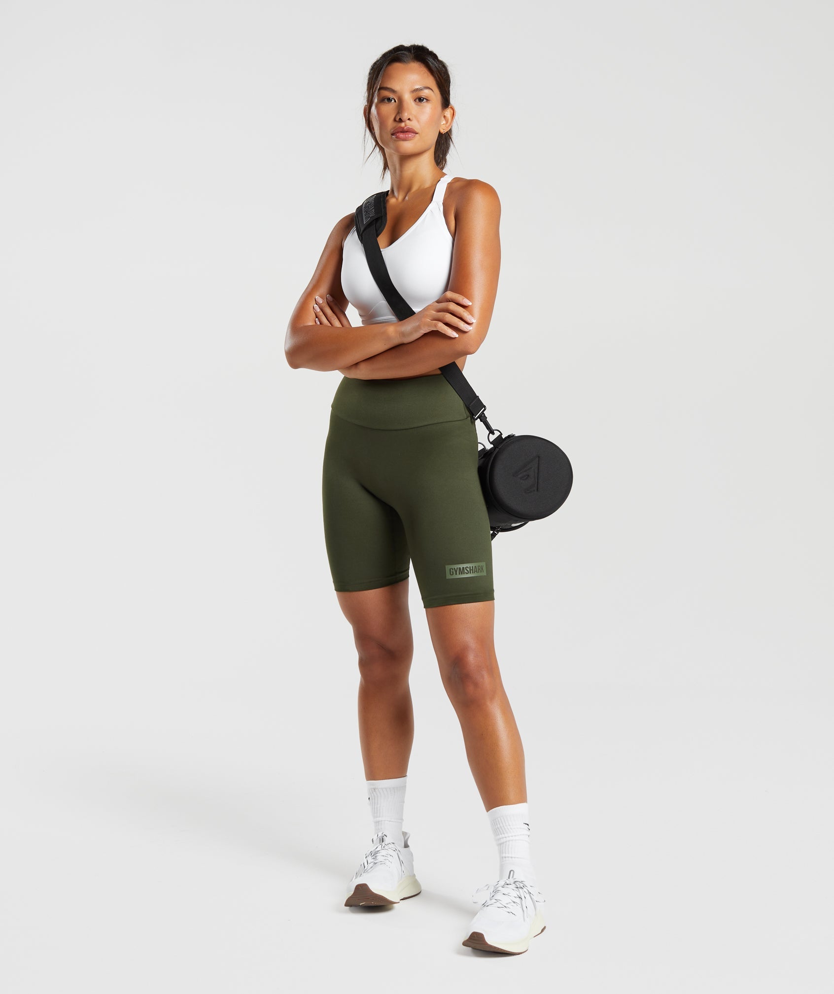 Block Cycling Shorts in Winter Olive - view 4