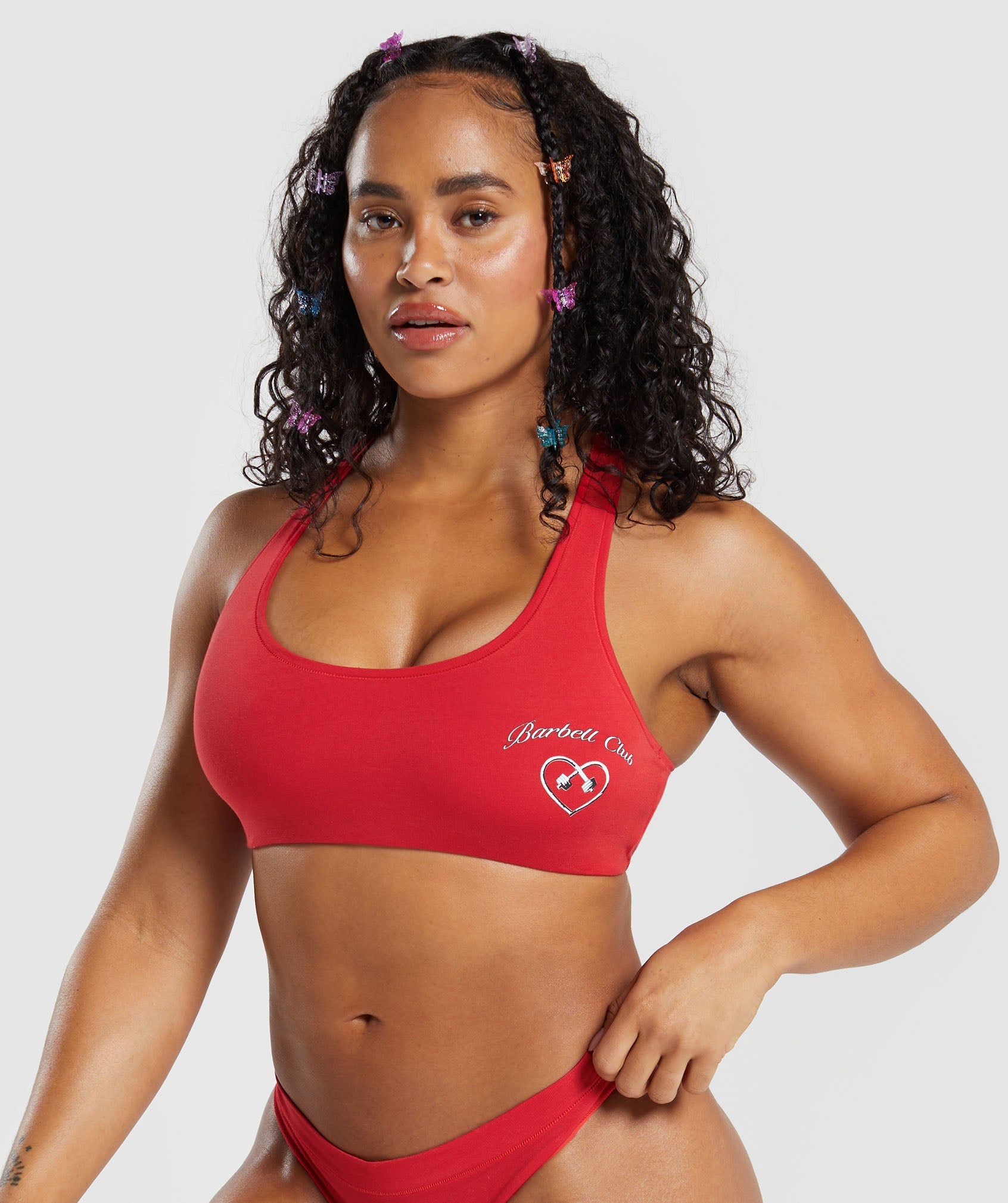 Cotton Graphic Bralette in Jamz Red - view 1