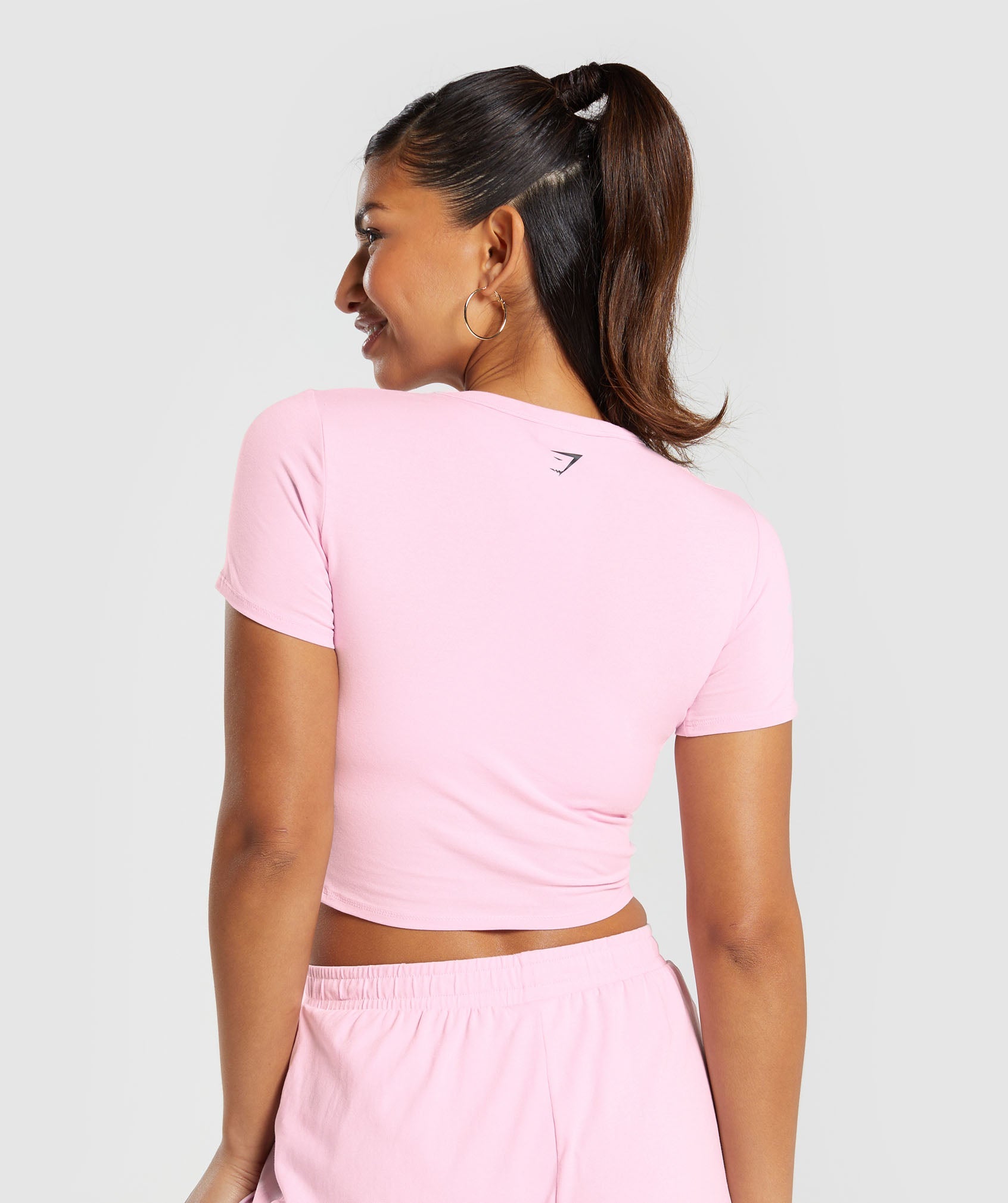 Cotton Graphic Crop Top in Dolly Pink - view 2