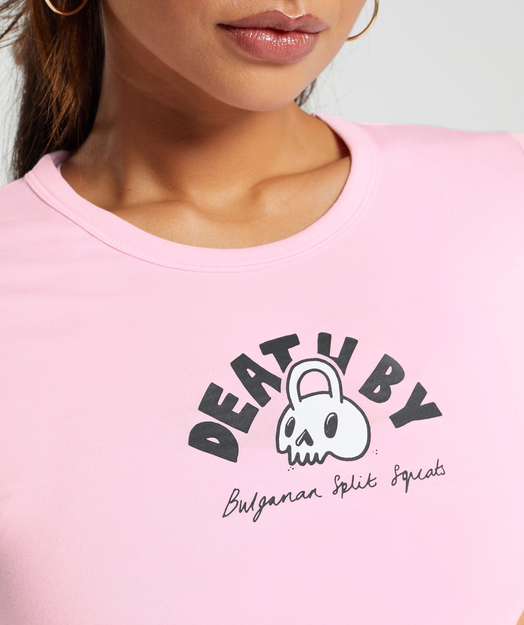 Cotton Graphic Crop Top in Dolly Pink - view 6