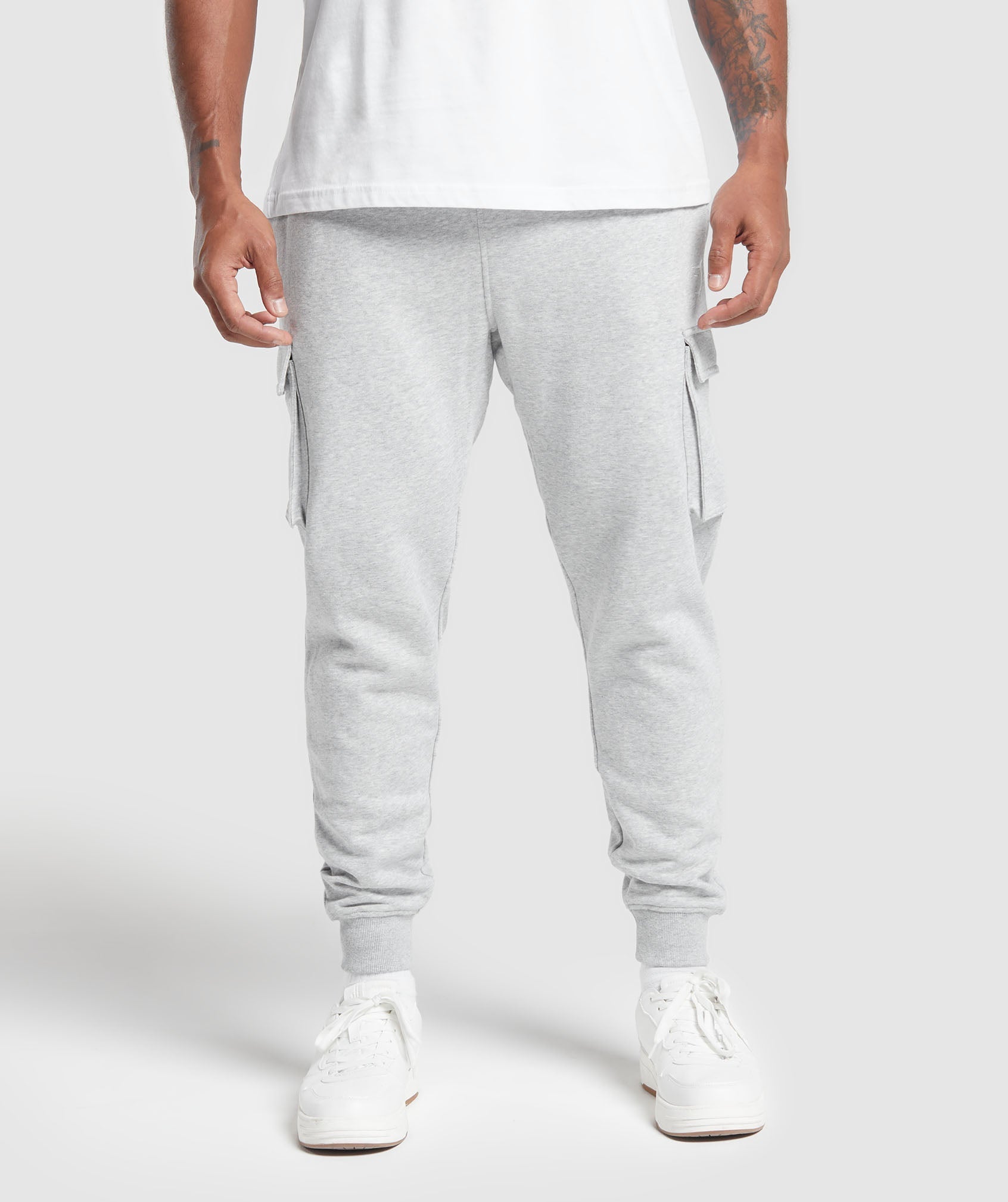 Crest Cargo Joggers in Light Grey Marl - view 2