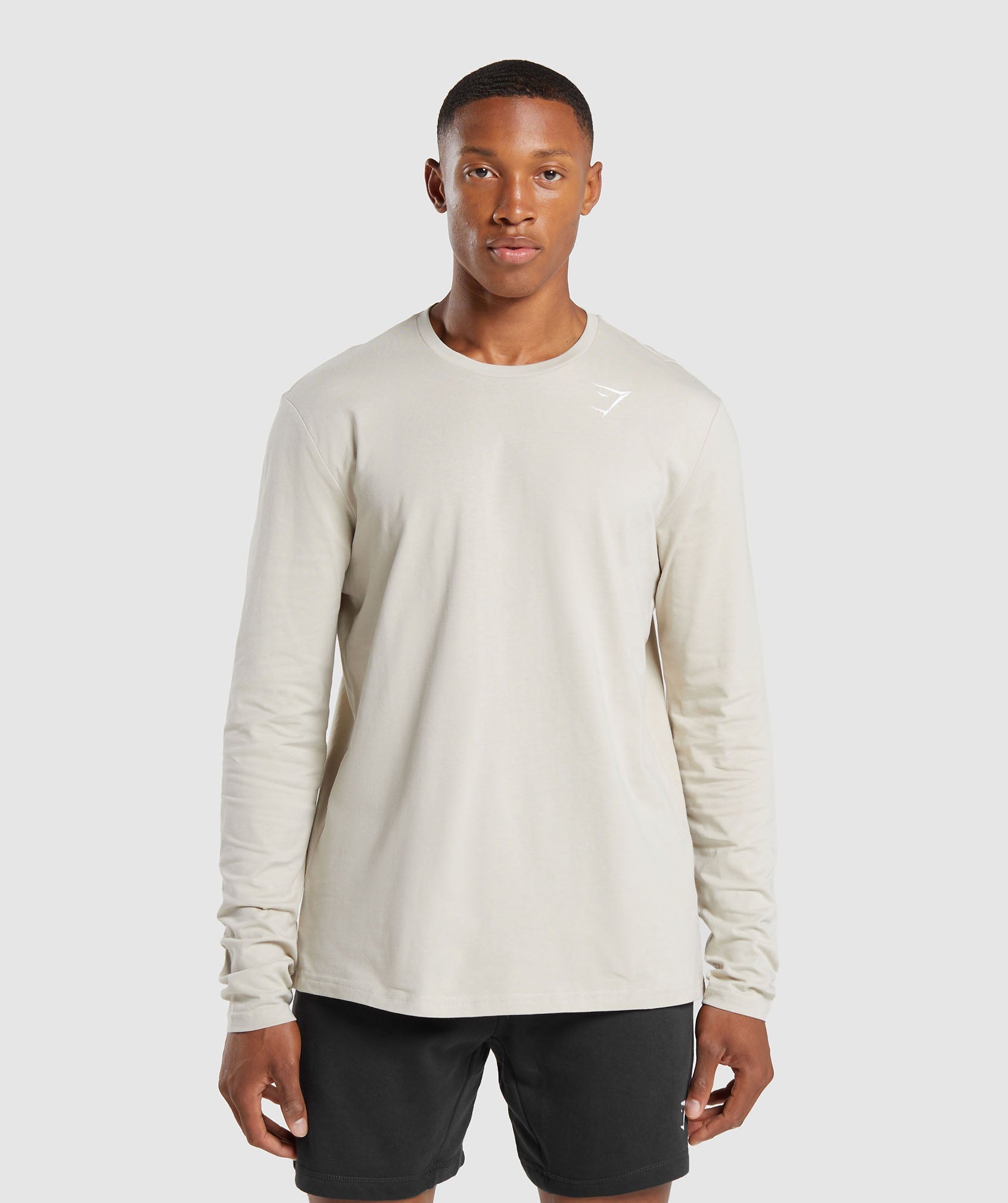 Crest Long Sleeve T-Shirt in Pebble Grey - view 1