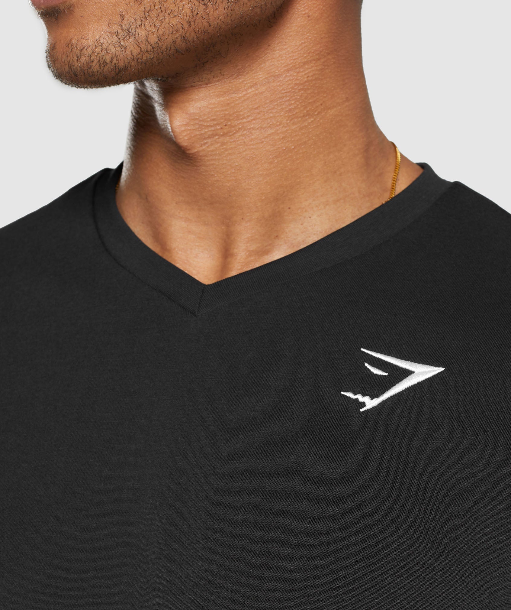 Crest V-Neck T Shirt in Black - view 5