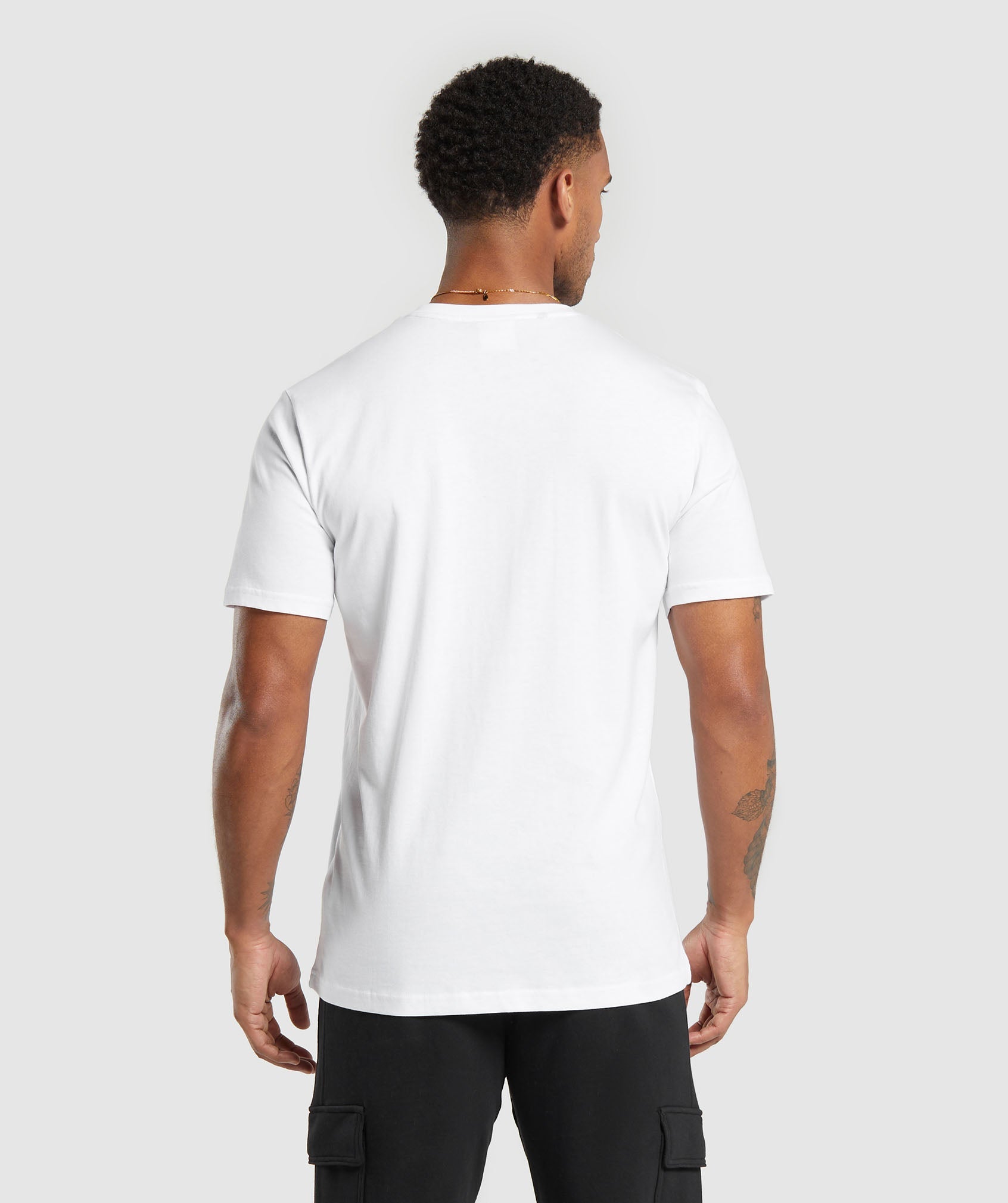 Crest V-Neck T Shirt in White - view 2