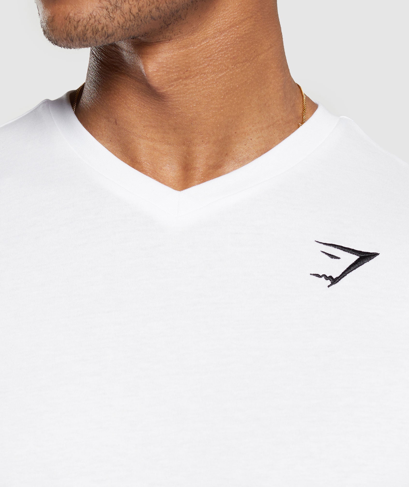 Crest V-Neck T Shirt in White - view 5