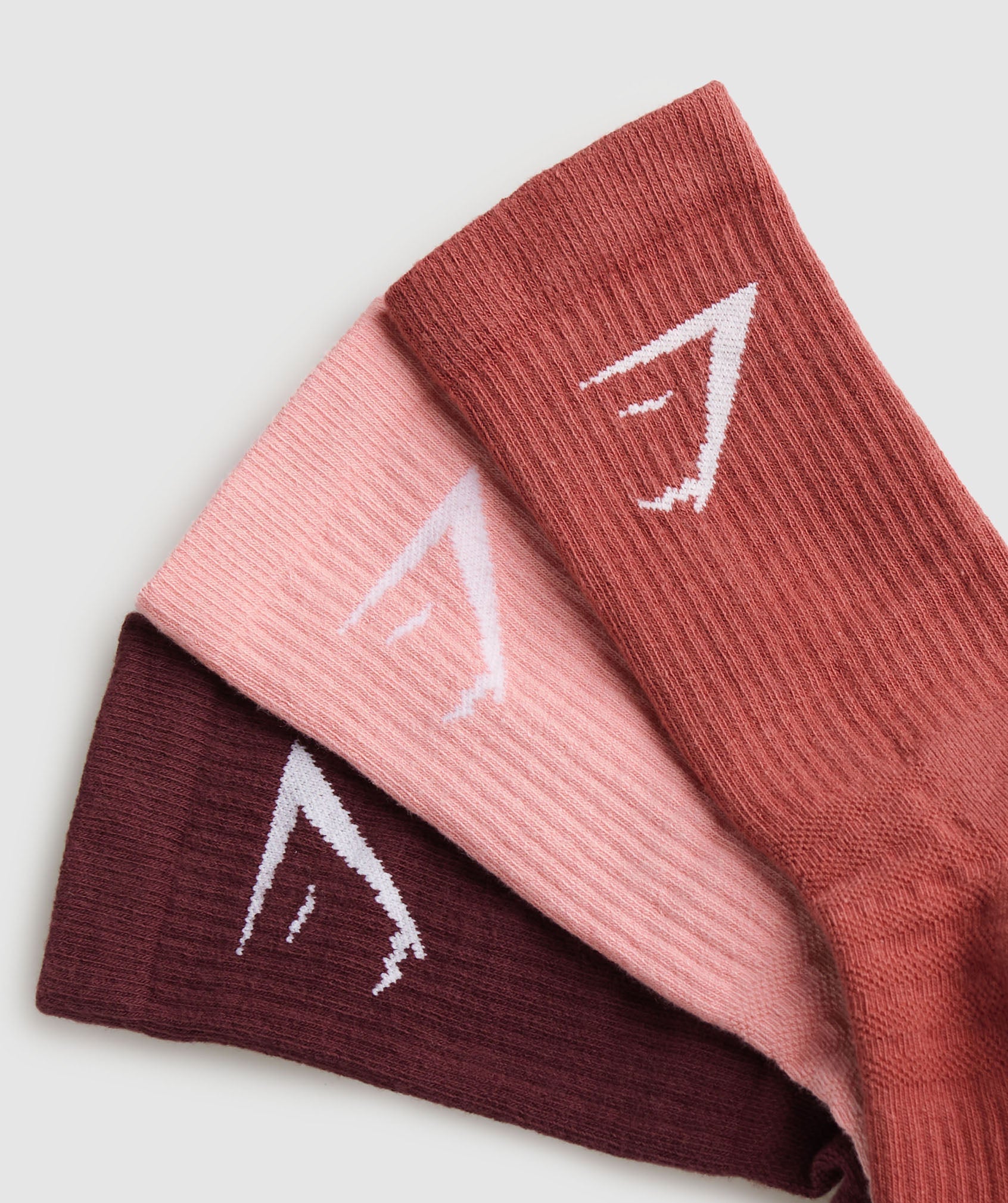 Crew Socks 3pk in Rich Maroon/Flamingo Pink/Rust Red - view 2