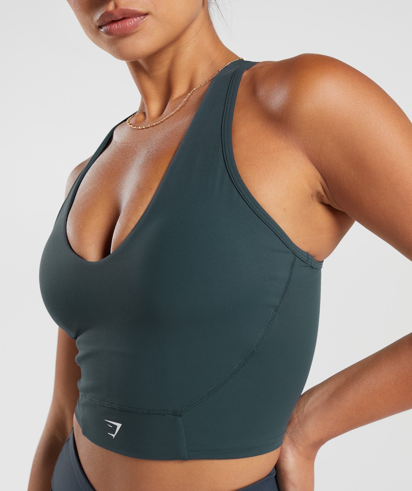 Crop Mesh Tank in Darkest Teal - view 6