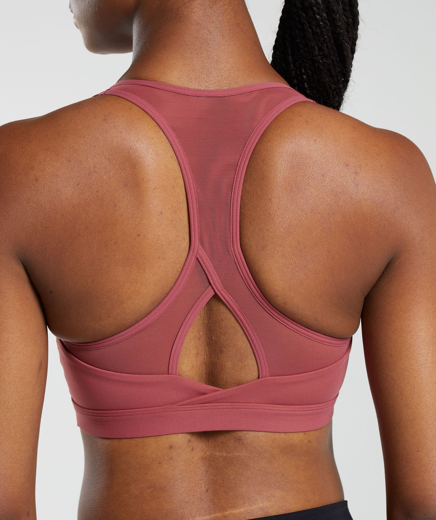 Crossover Sports Bra in Soft Berry - view 6