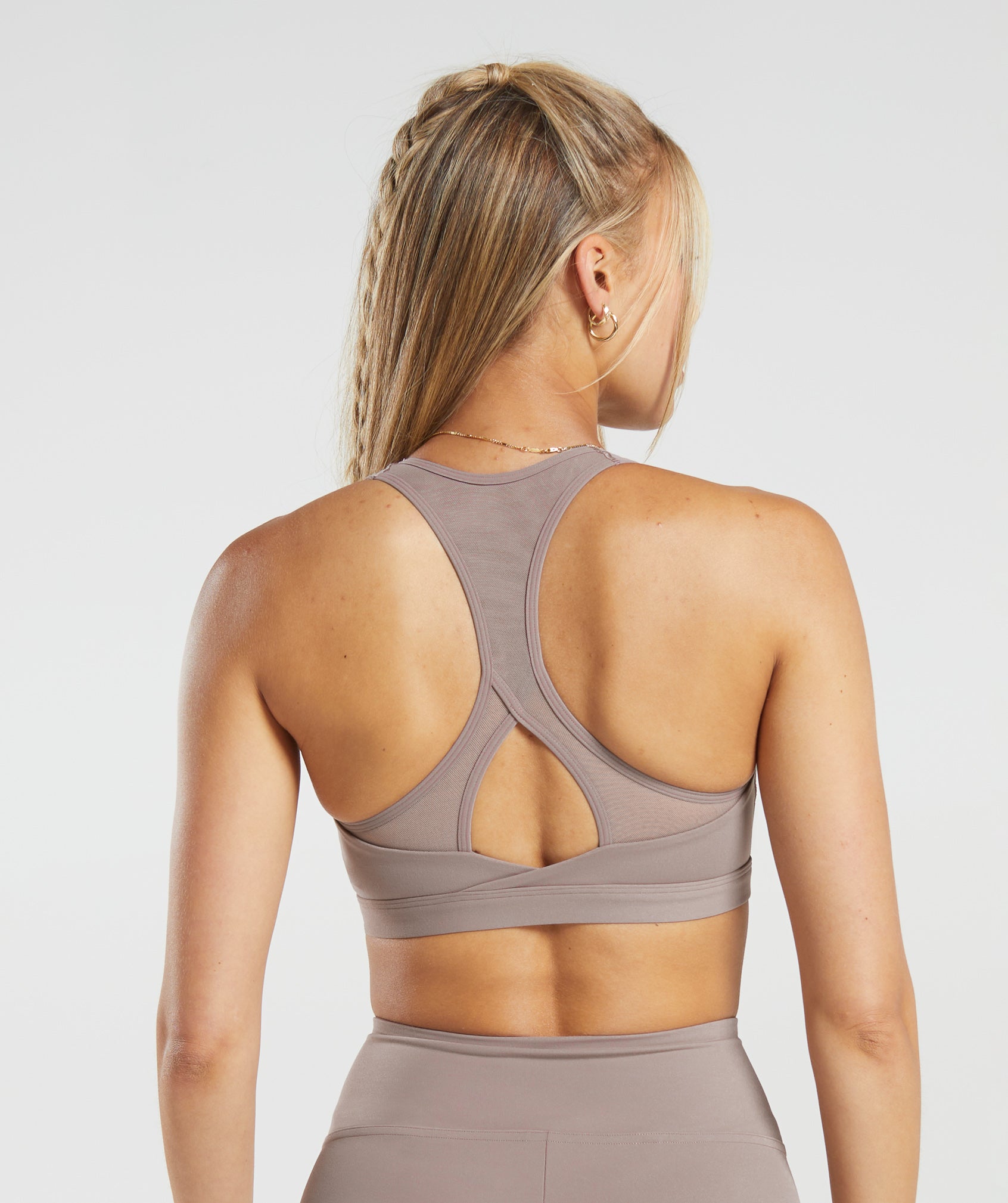 Crossover Sports Bra in Washed Mauve - view 2