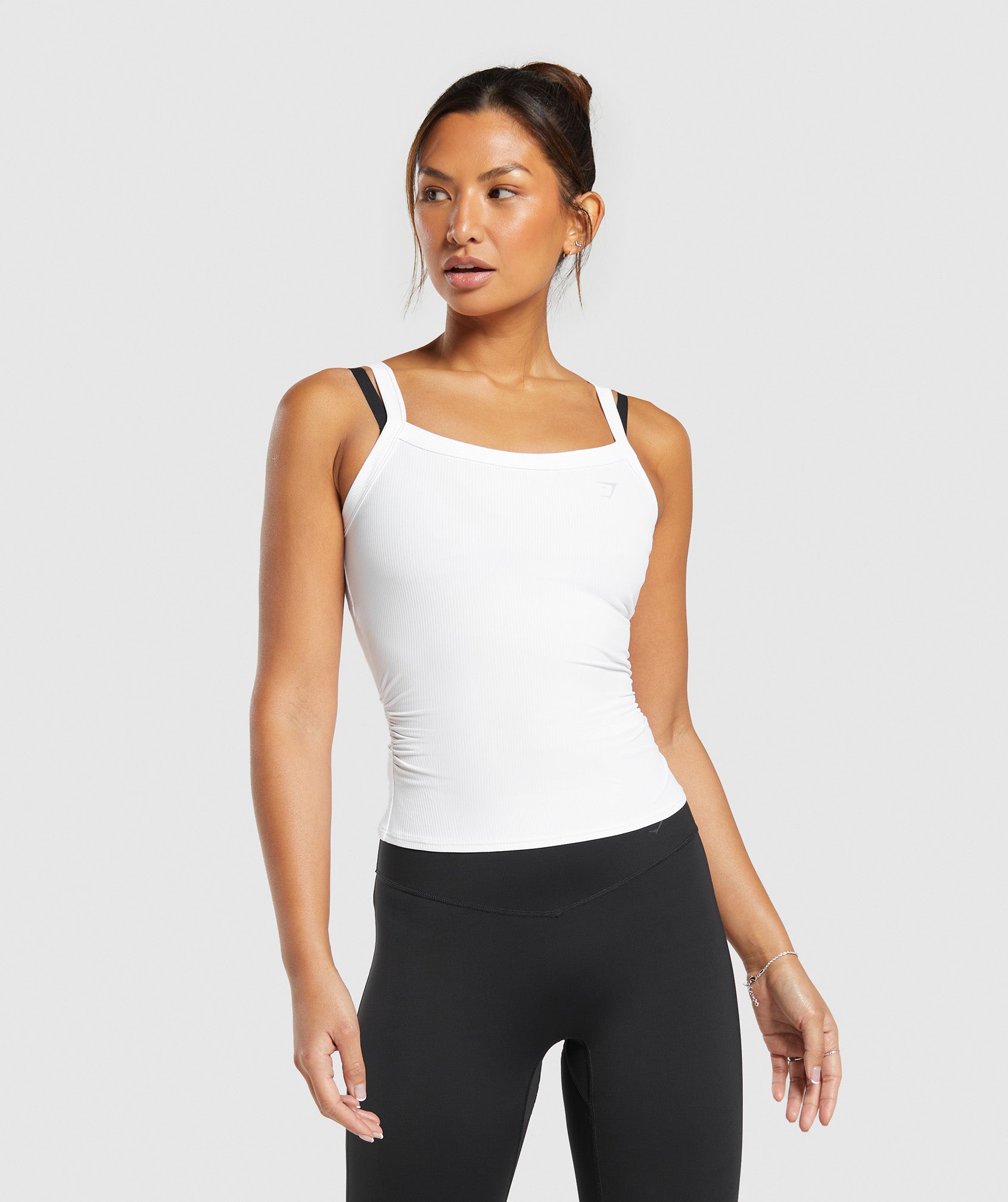 Elevate Ruched Tank in White - view 1