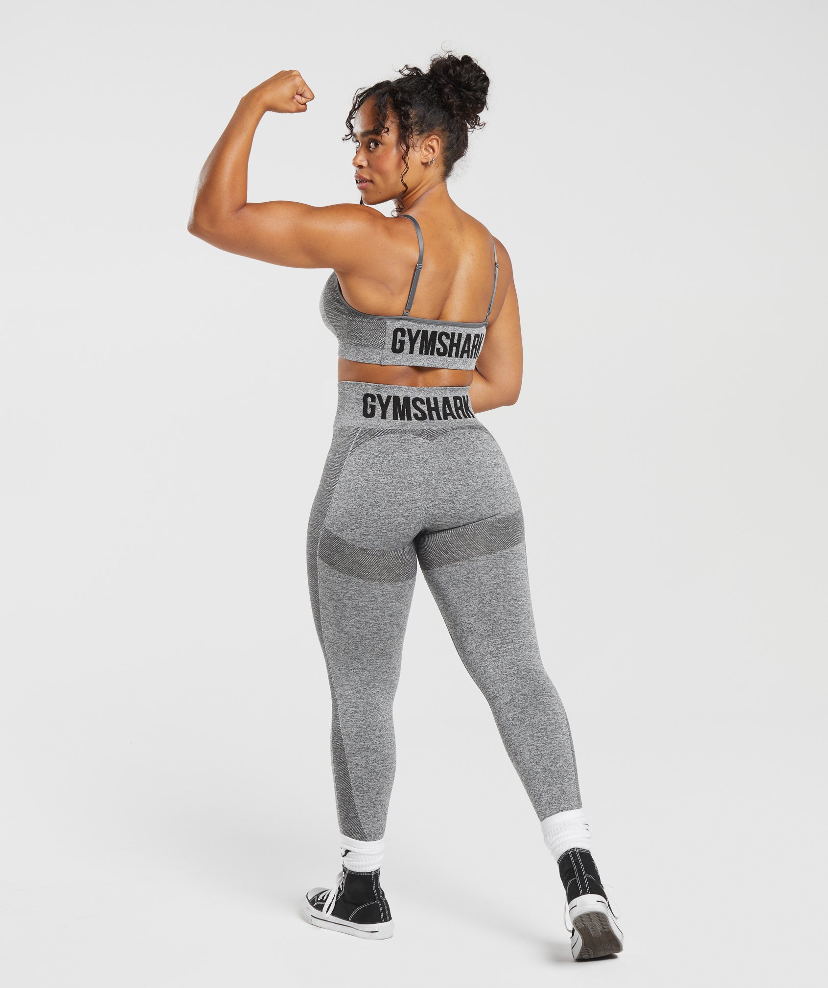 Gymshark, Pants & Jumpsuits, Gymshark Xs Flex Leggings Charcoal Marl High  Waisted Seamless Contouring Fit