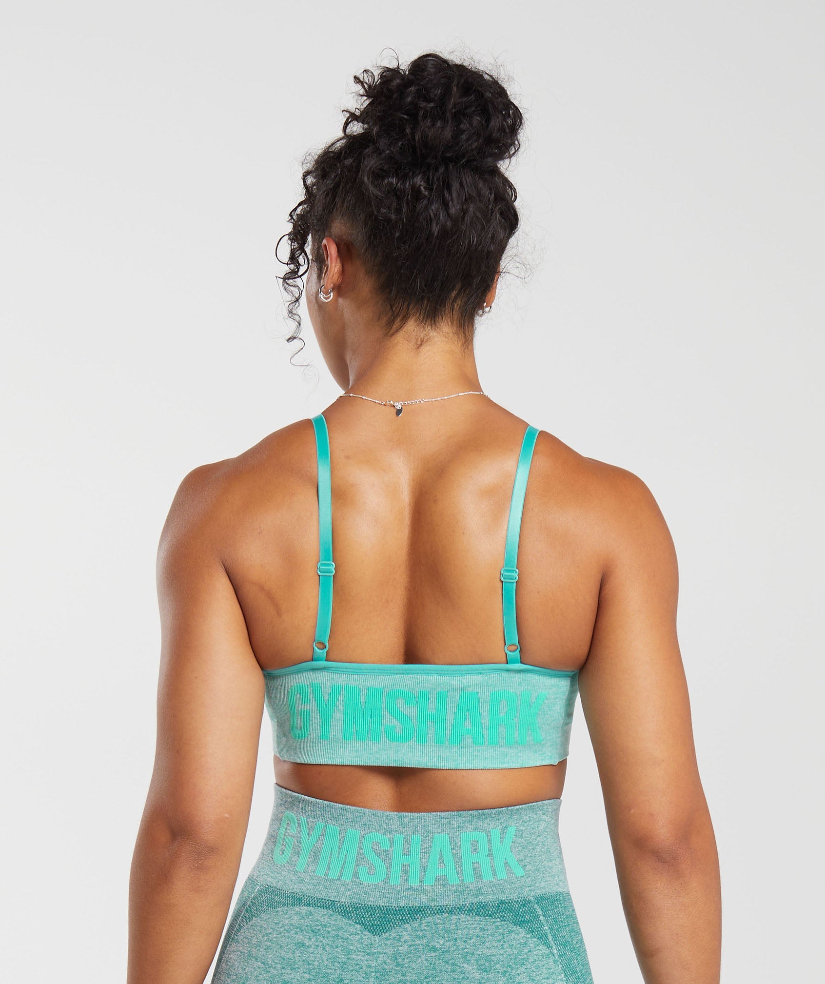 Flex Strappy Sports Bra in Cornflower Blue/White Marl/Jewel Green - view 2