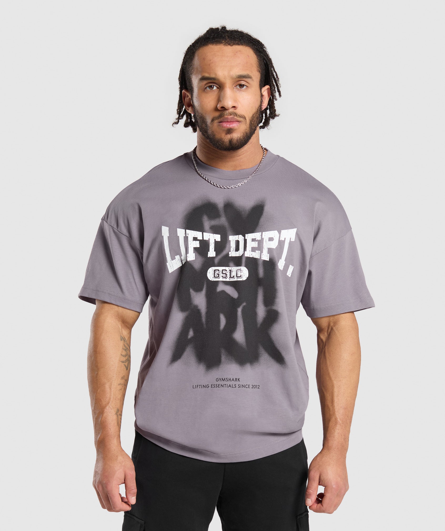 Lifting Dept Graffiti T-Shirt in Fog Purple - view 1