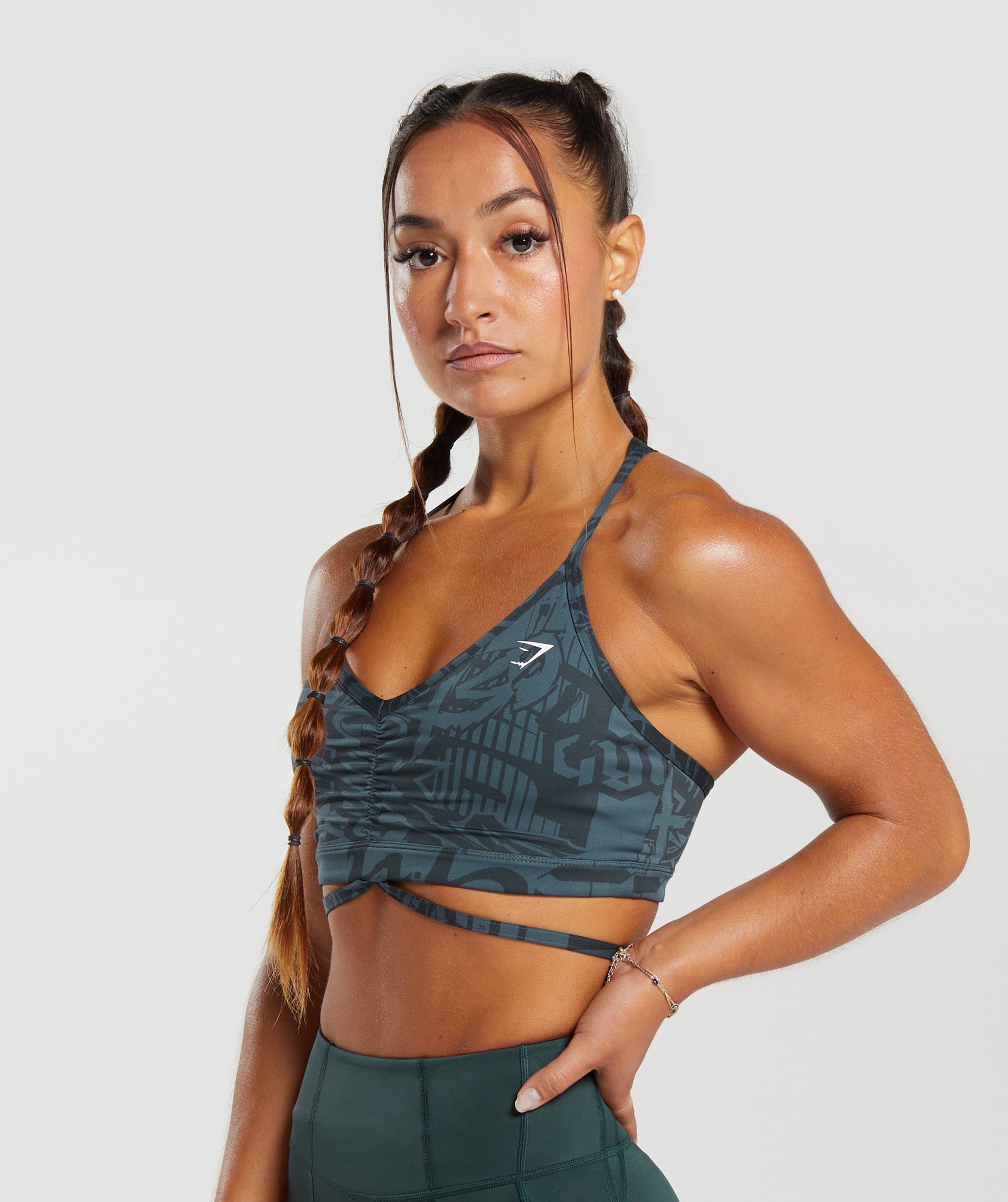 GS Power Strappy Sports Bra in Smokey Teal - view 3