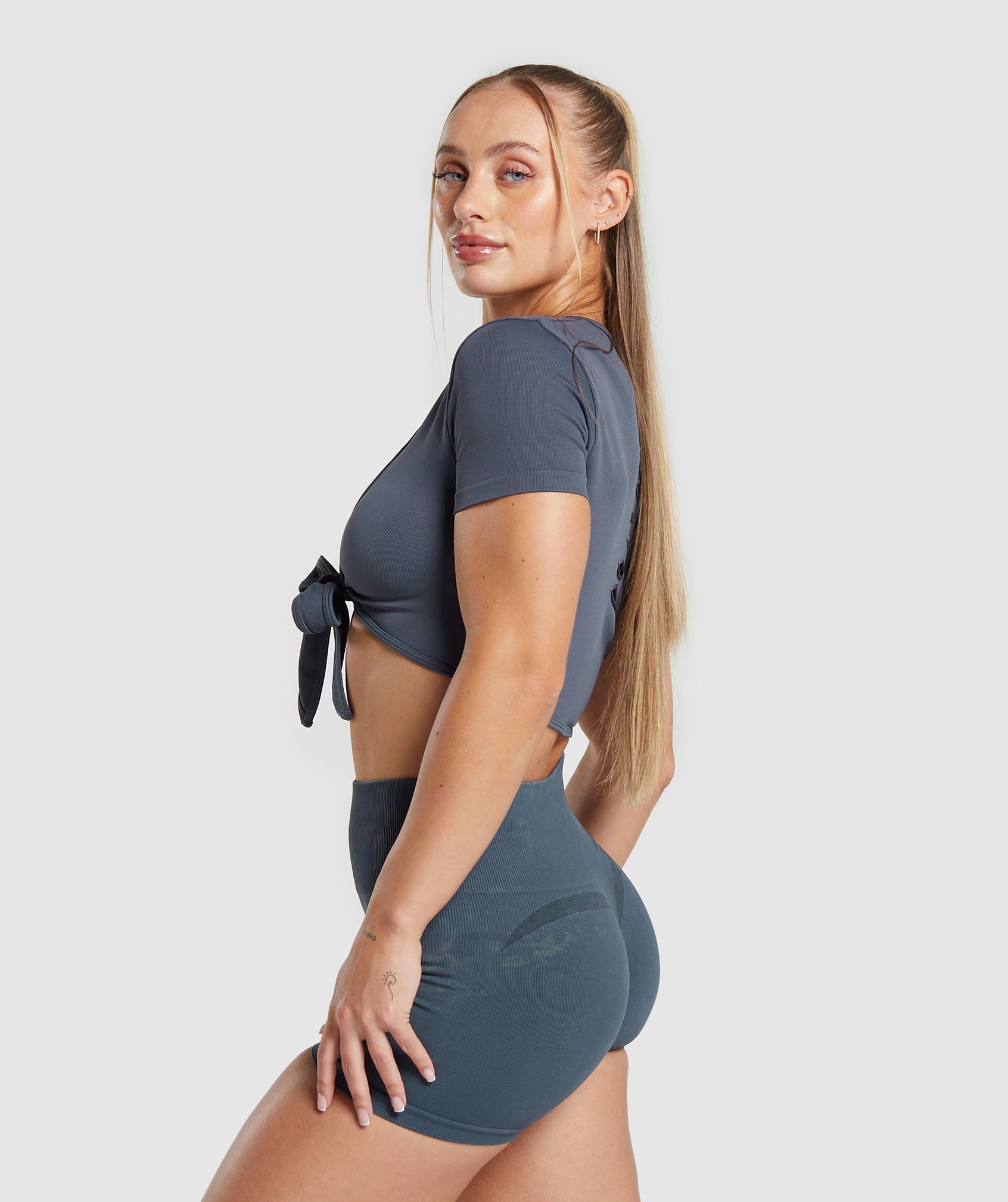Gains Seamless Fitted Crop Top in Titanium Blue - view 4