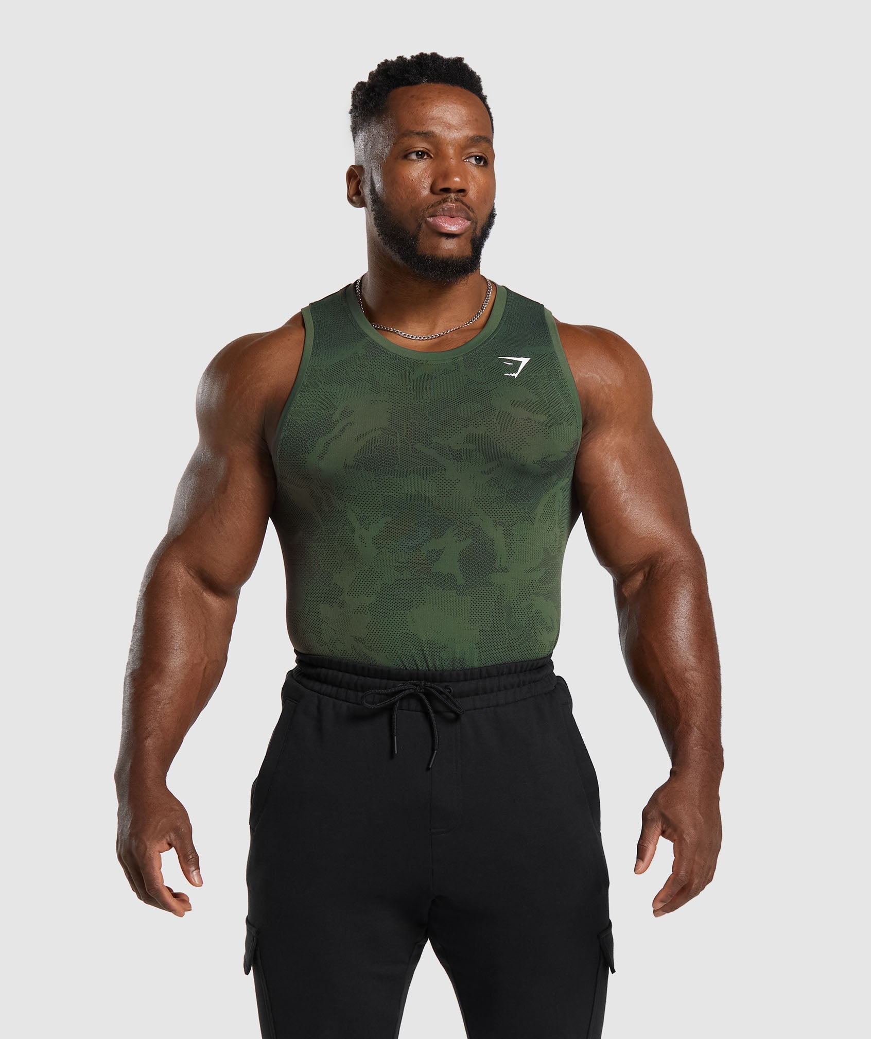 Geo Seamless Tank in Core Olive/Black - view 1