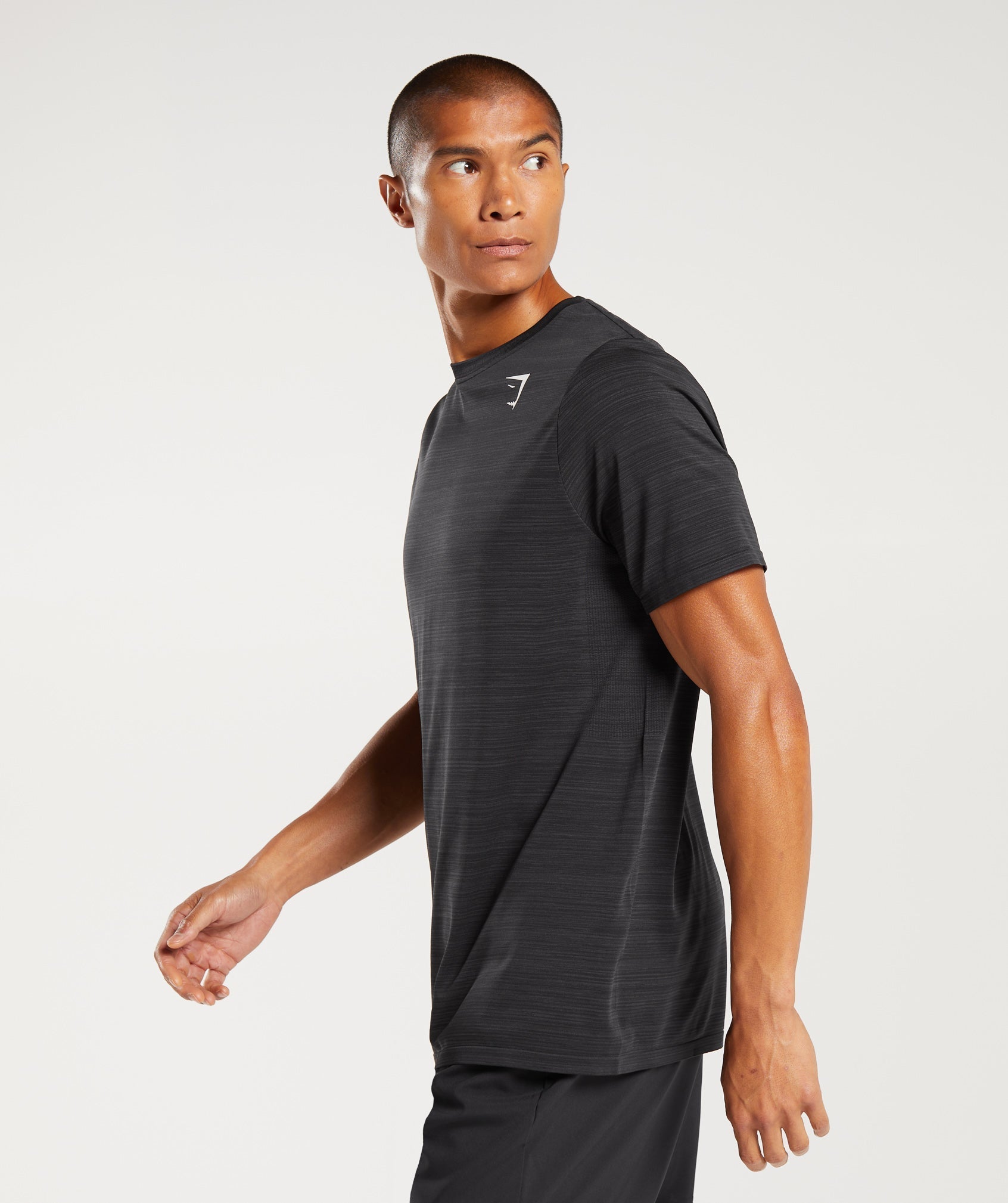 Heather Seamless T-Shirt in Black/Light Grey Marl - view 3