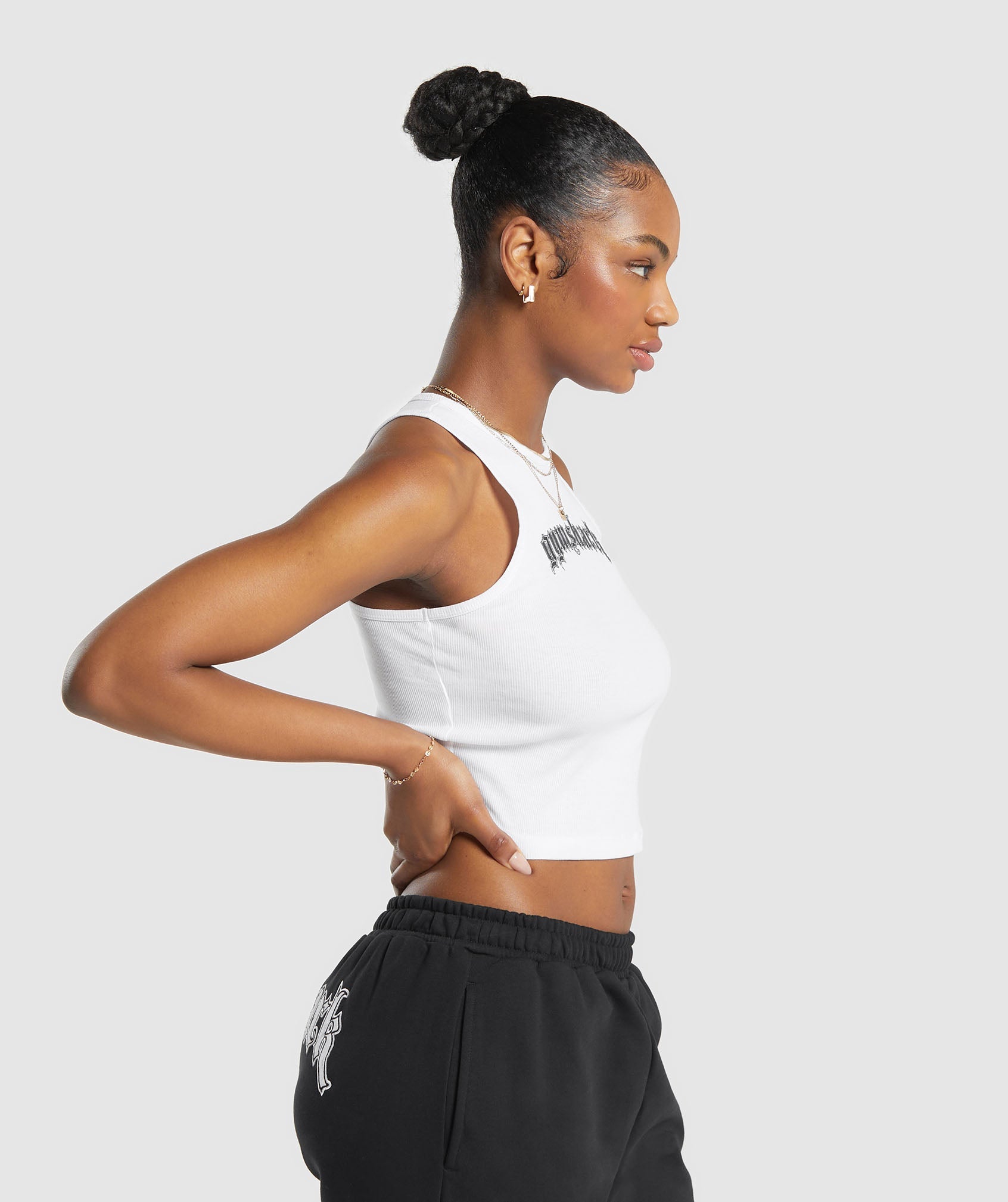 Heavy Flex Graphic Midi Tank in White - view 3