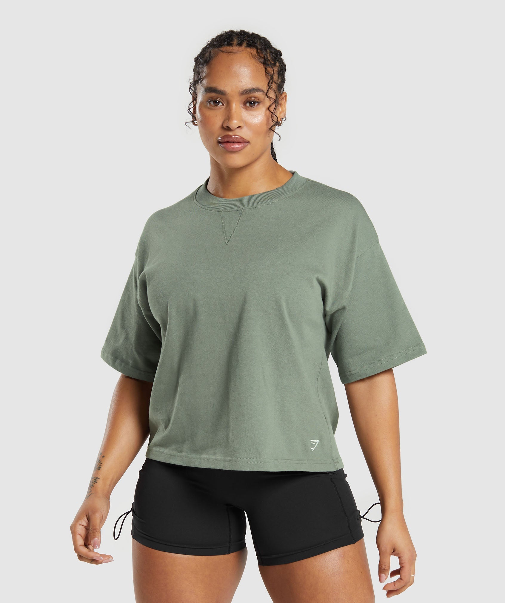 Heavyweight Cotton T-Shirt in Unit Green - view 1