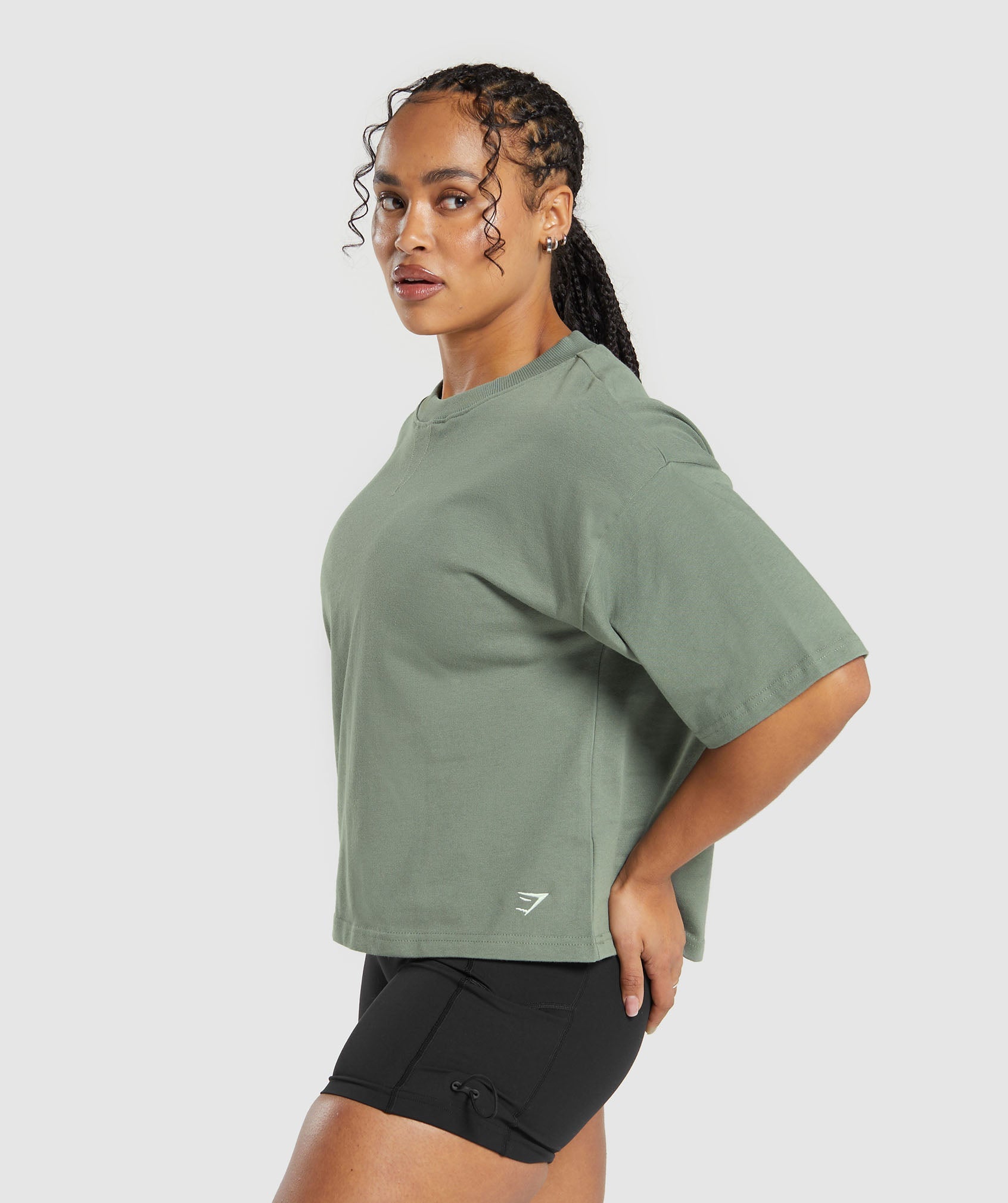 Heavyweight Cotton T-Shirt in Unit Green - view 3