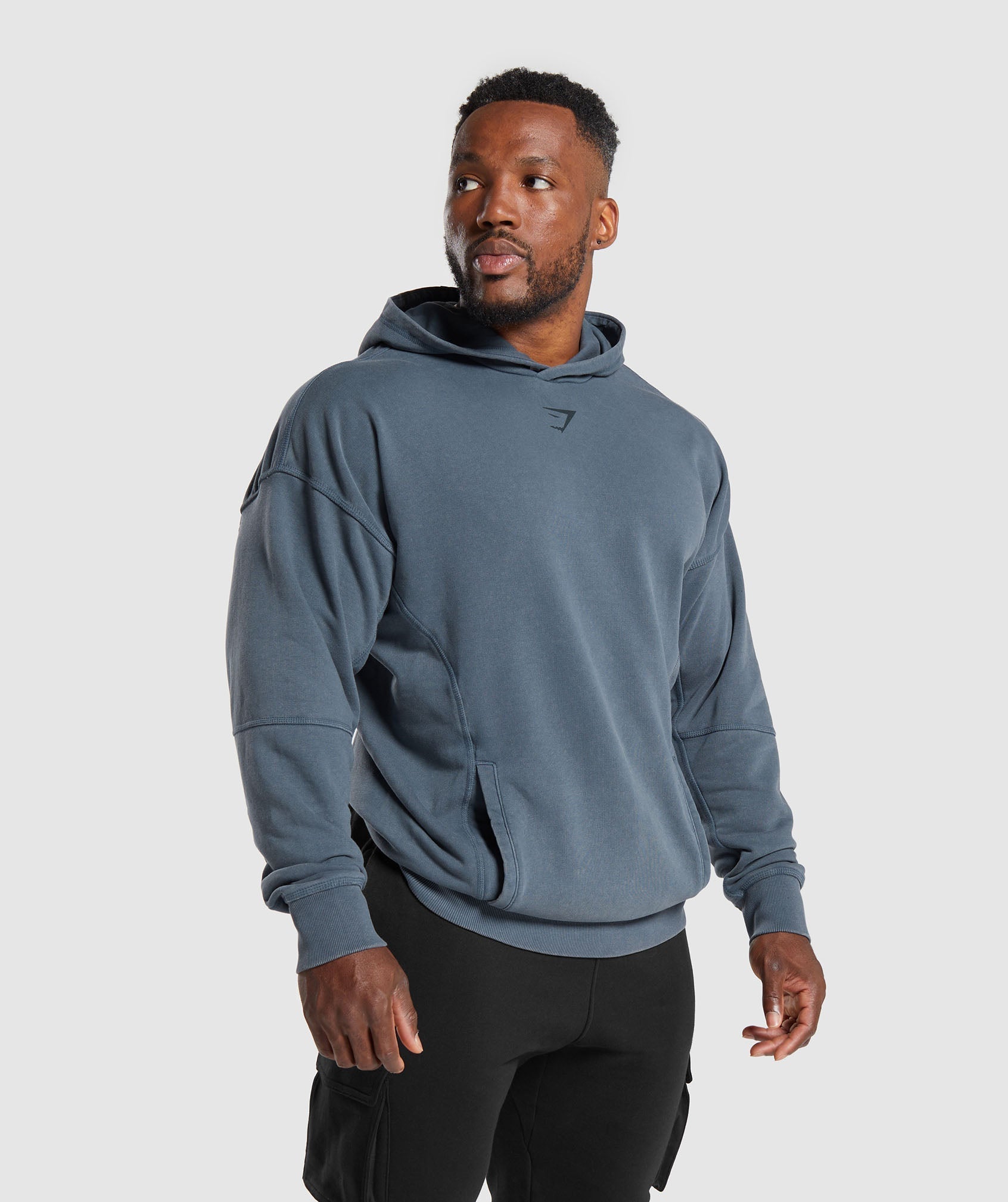 Heritage Washed Hoodie in Titanium Blue - view 3