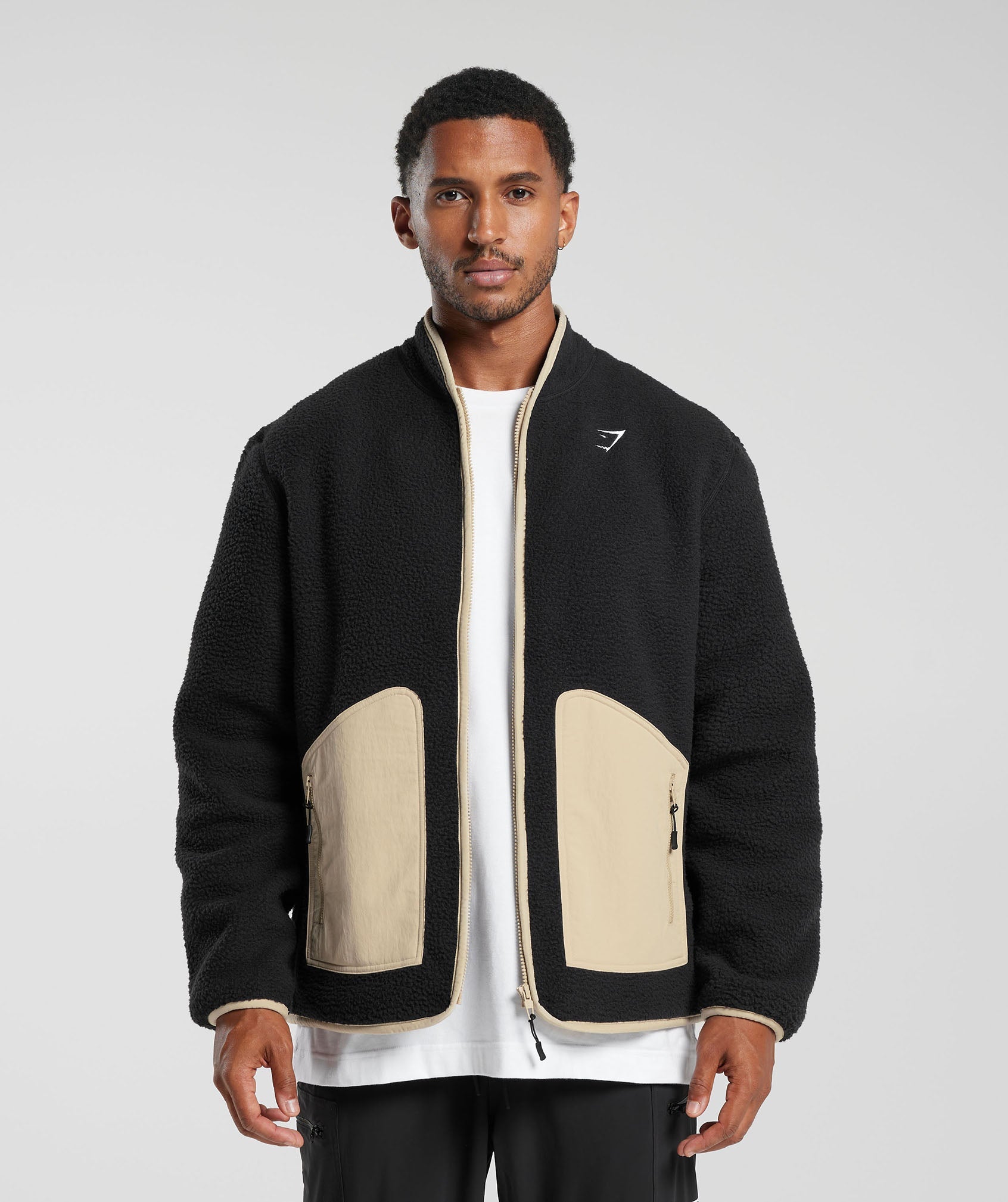 Holt M Textured Fleece in Black/Desert Beige - view 1