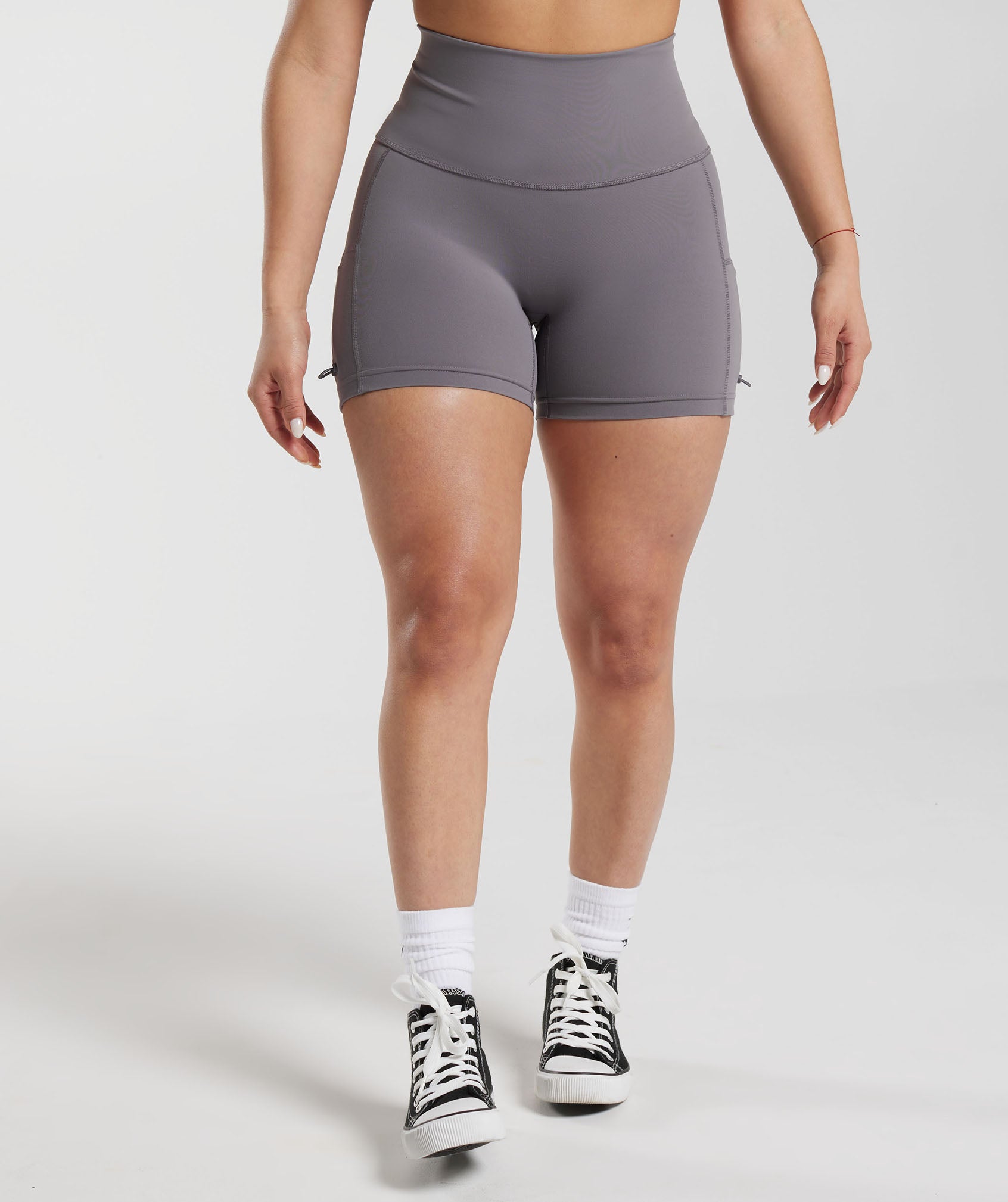 Legacy Ruched Tight Shorts in Titanium Grey