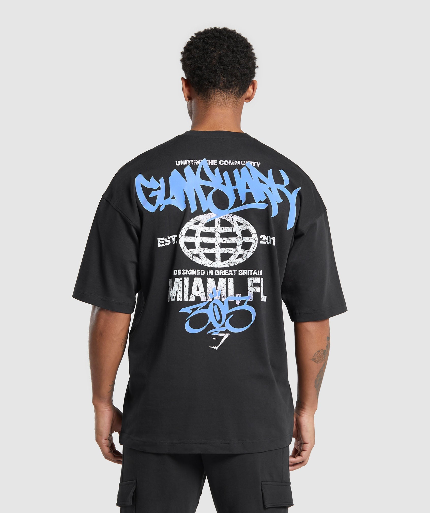 Miami Graphic T-Shirt in Black/Lats Blue - view 1