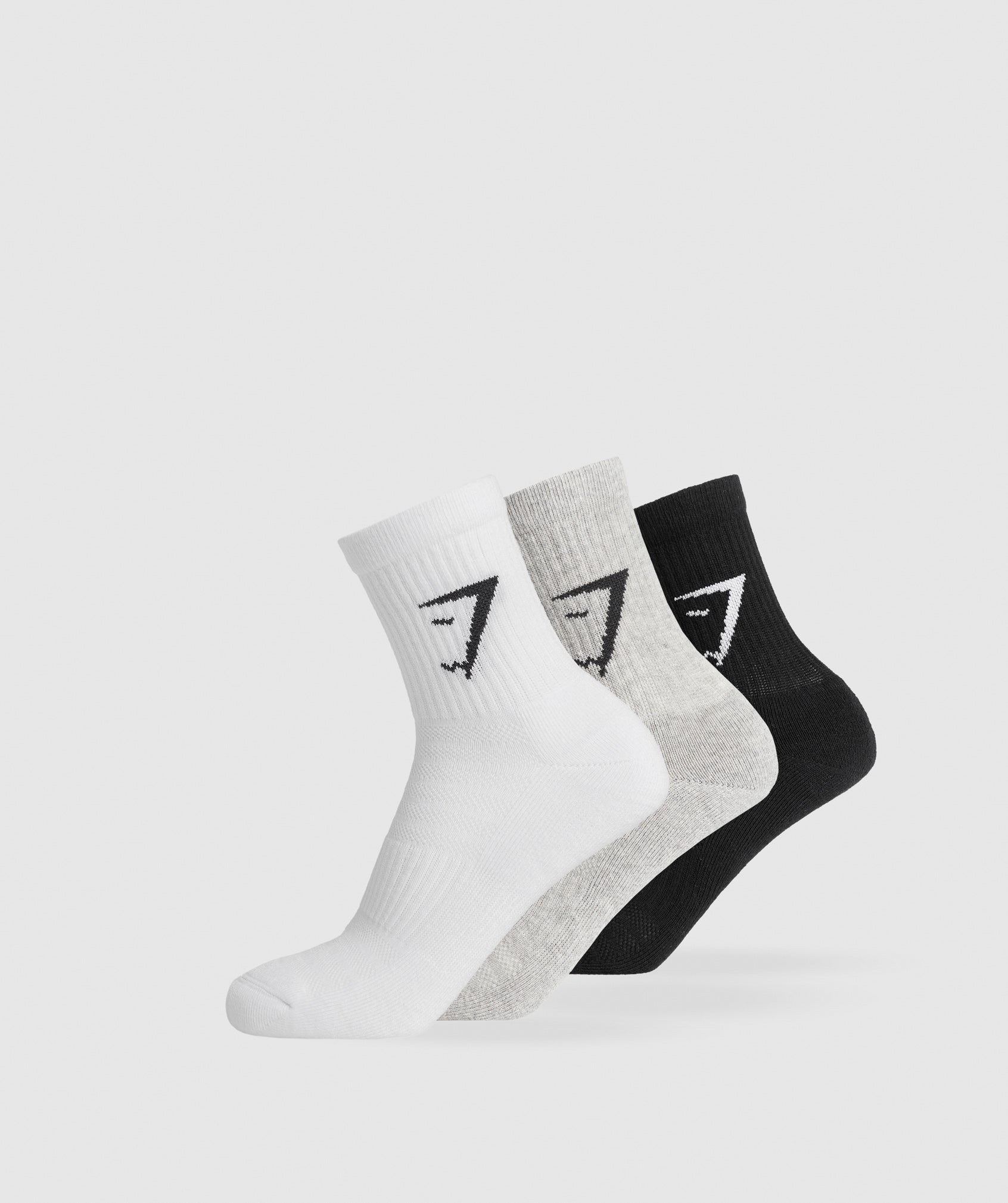 Midi 3pk Socks in White/Light Grey Core Marl/Black