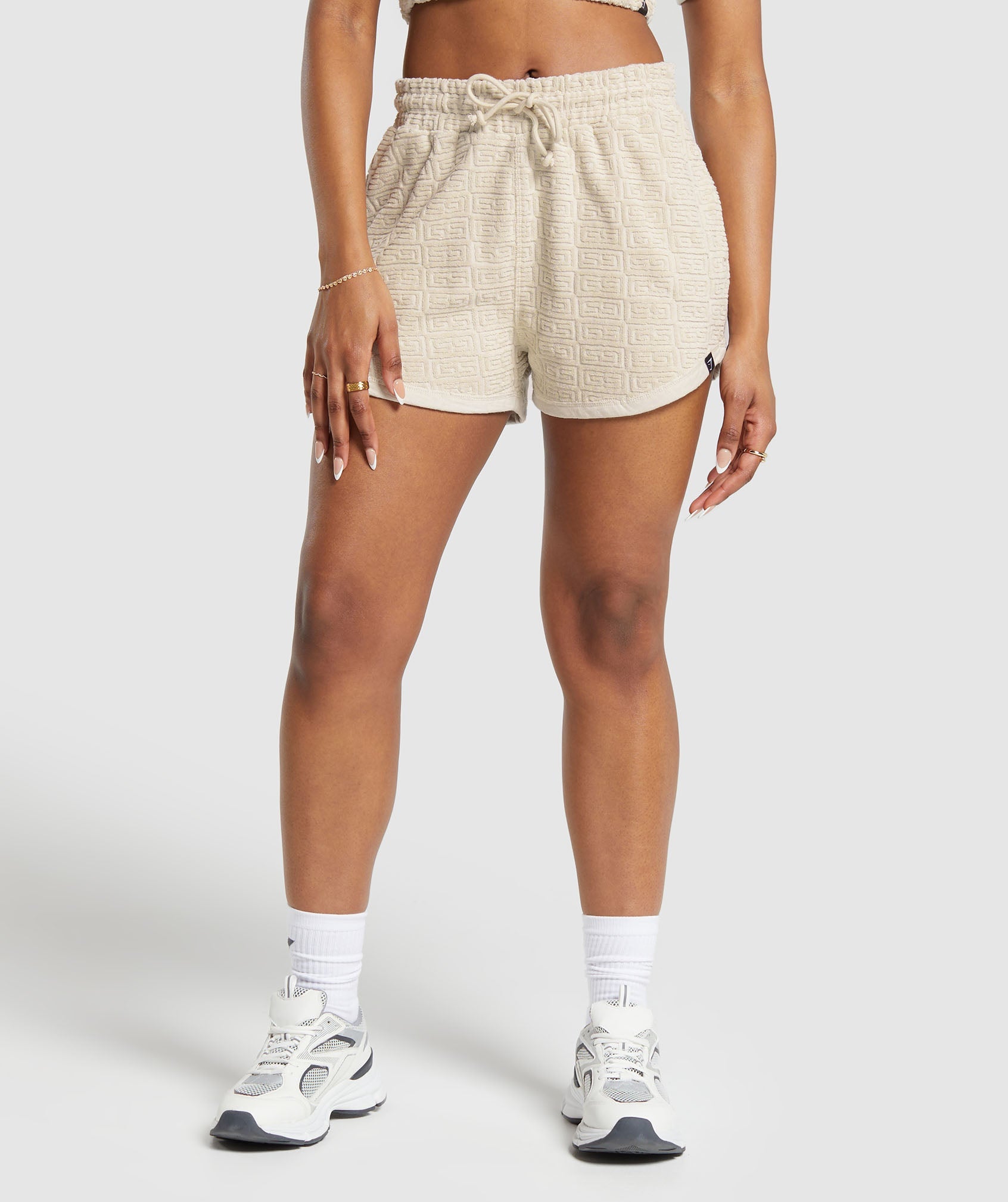 Monogram Towel Shorts in Pebble Grey