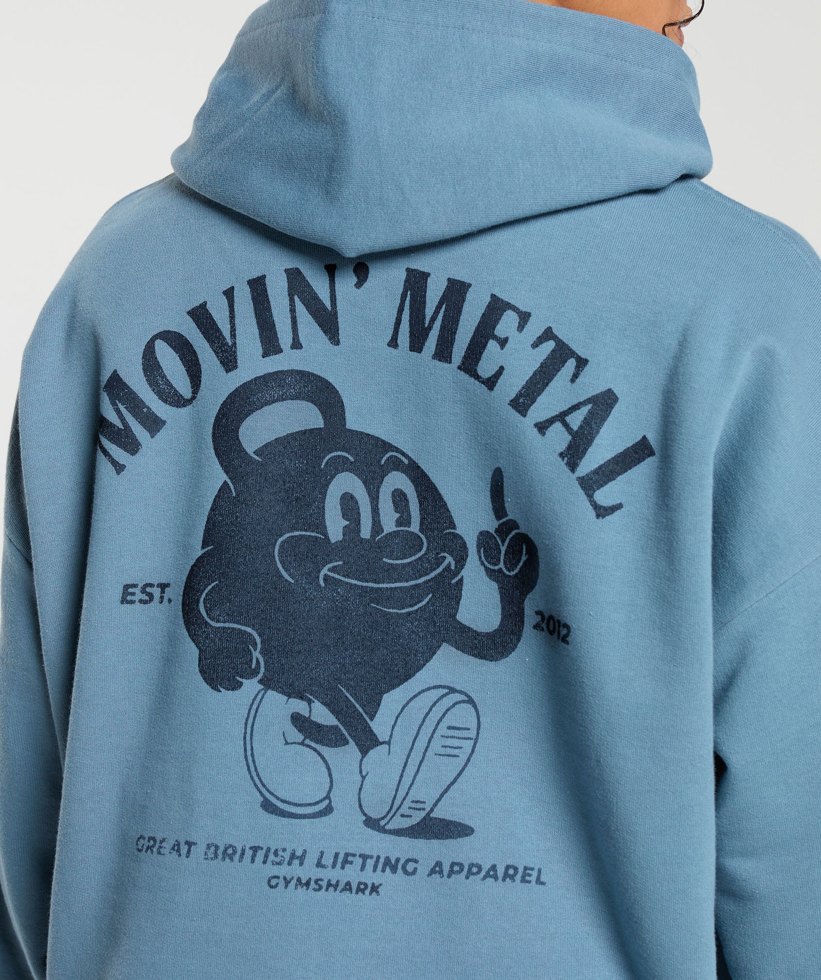 Movin' Metal GFX Hoodie in Faded Blue - view 5