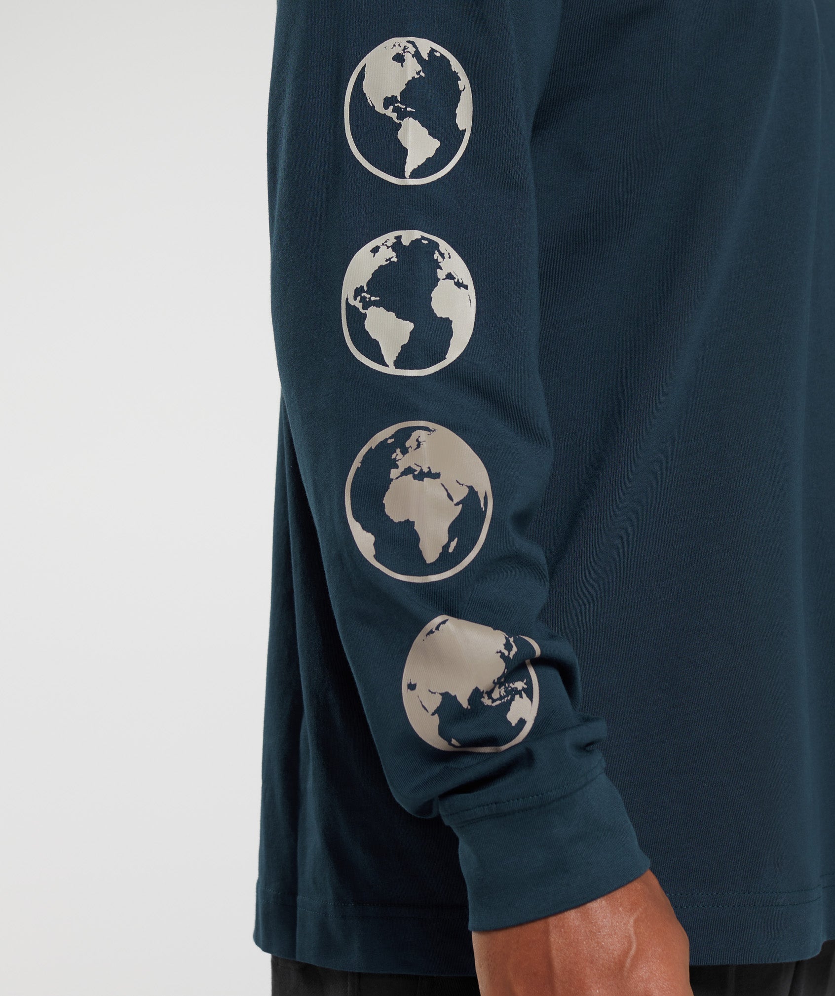Global Graphic Long Sleeve T-Shirt in Navy - view 5