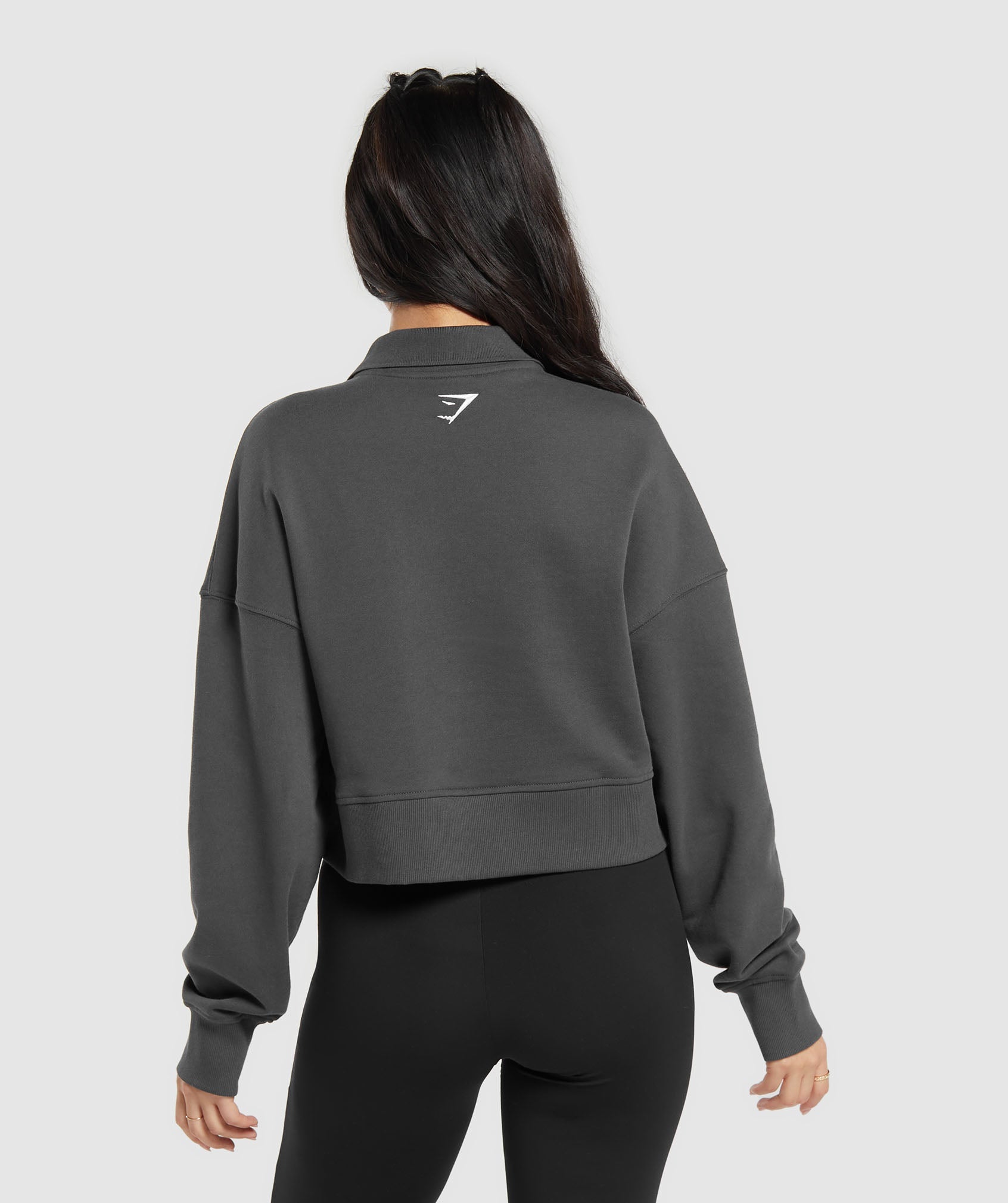 Outline Graphic Oversized 1/4 Zip Pullover in Asphalt Grey - view 2