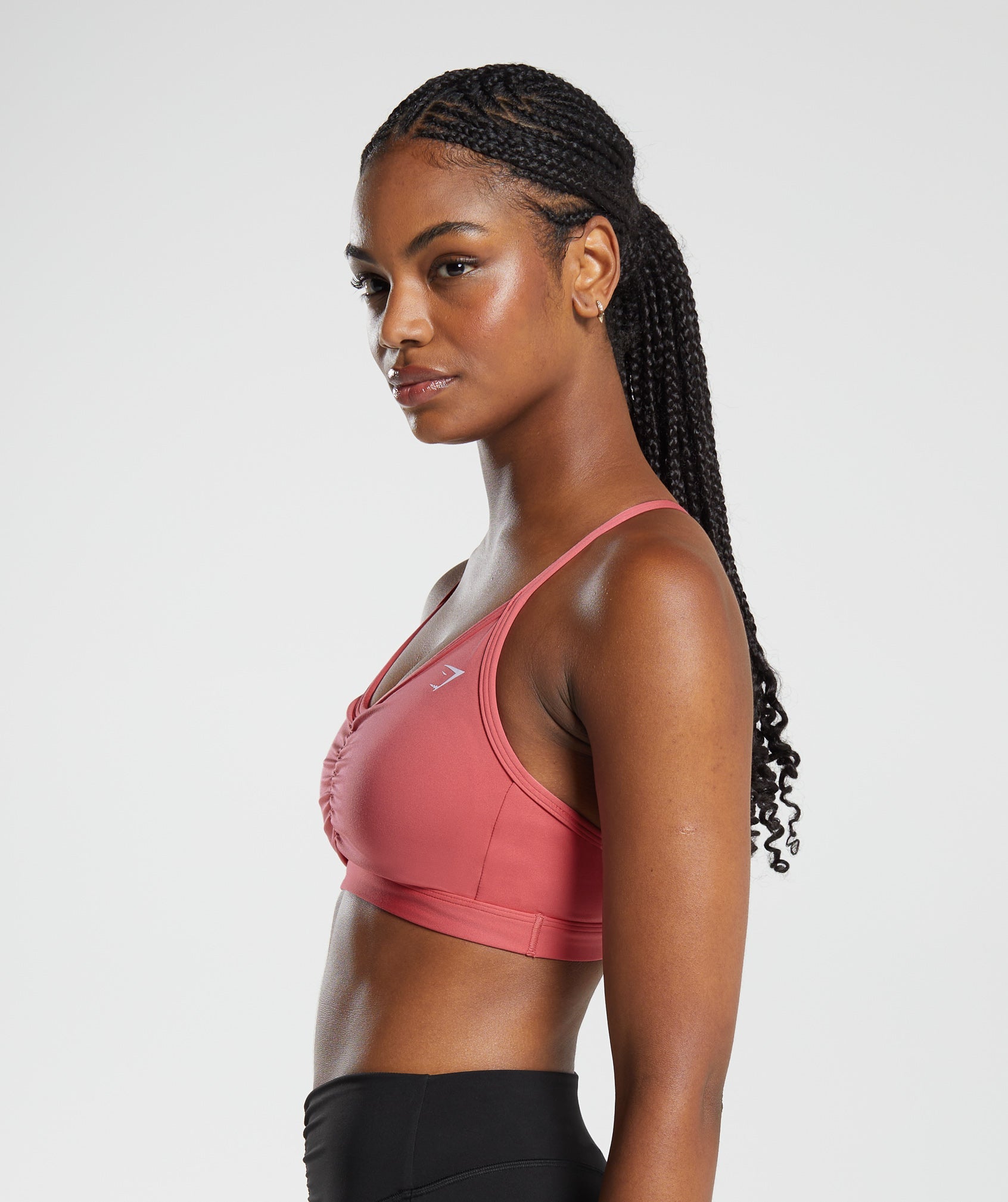 Pro-Fit Sportswear Black Strappy Ruched Sports Bra