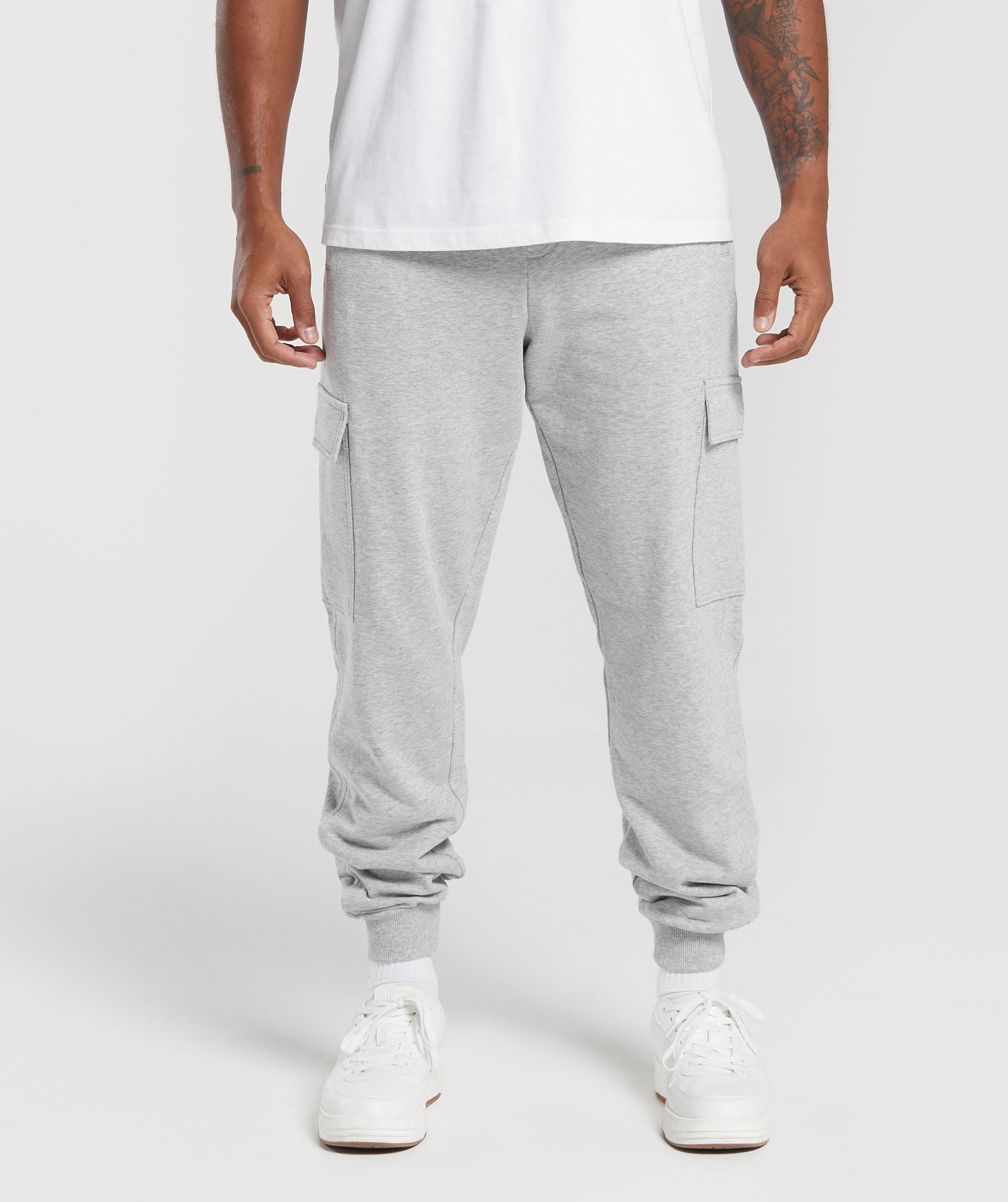 Rest Day Essentials Cargo Joggers in Light Grey Core Marl